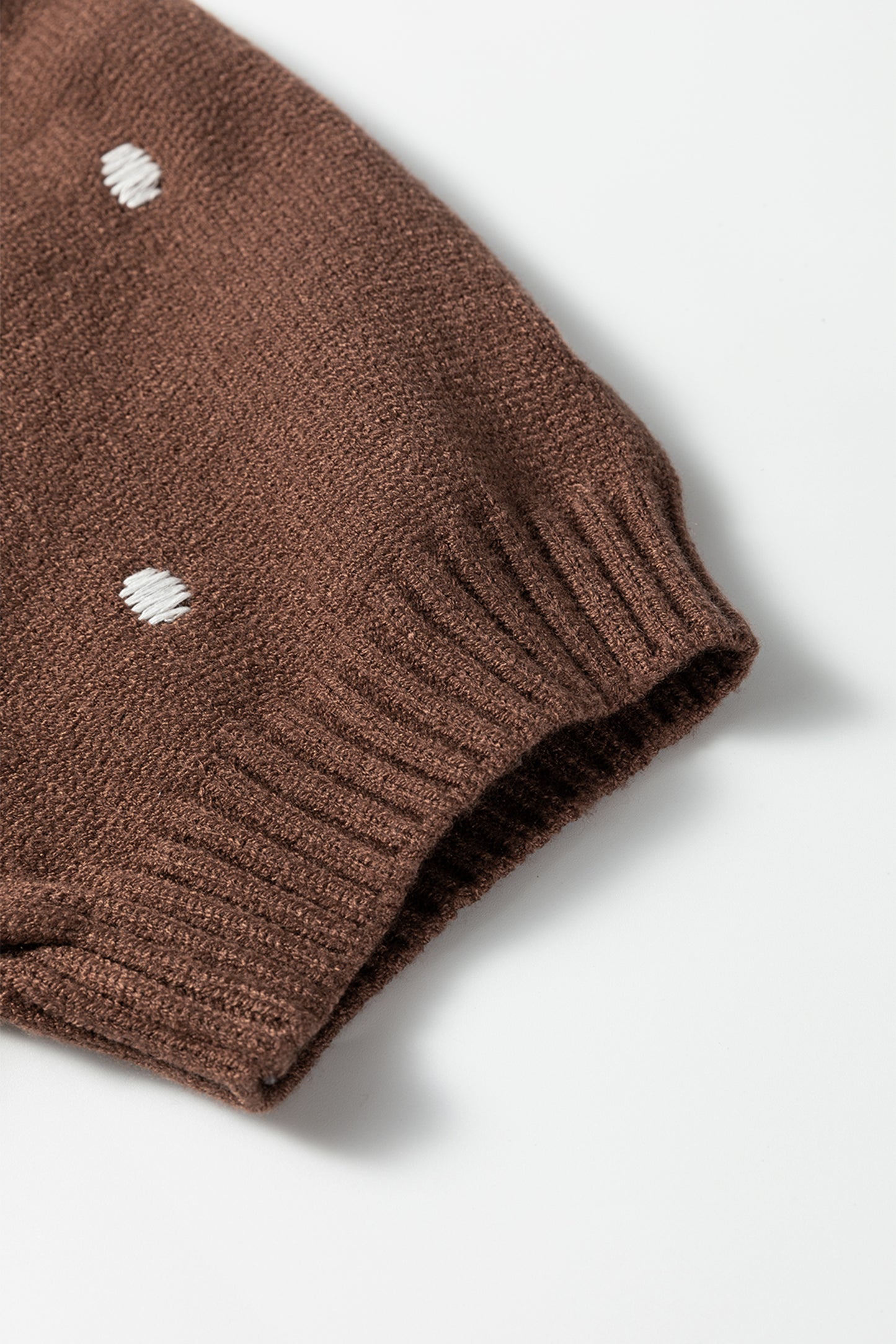 Chestnut Elegant Polka Dot Bubble Short Sleeve Sweater