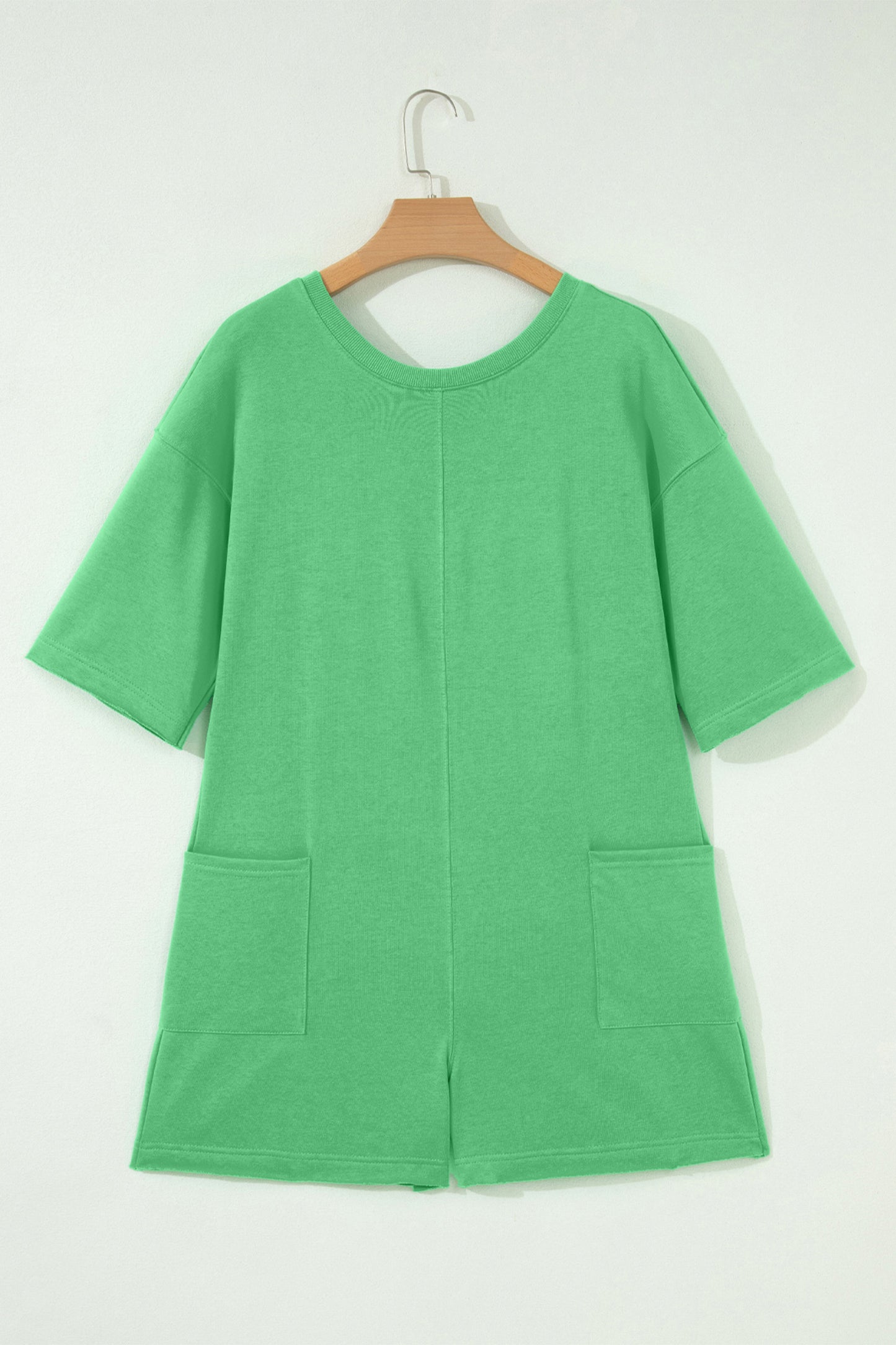 Solid Cotton Romper Shift Half Sleeve Casual Daily