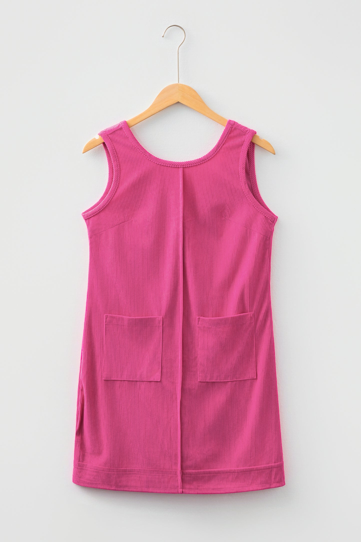 Corduroy Sleeveless Mini Dress With Patched Pockets