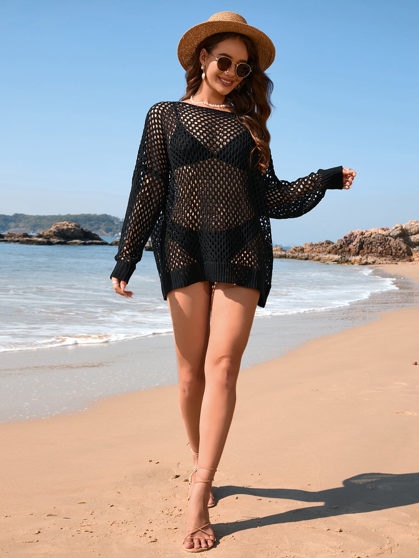 Beach Bathing Suit Long Sleeve Knit Sweater Bikini