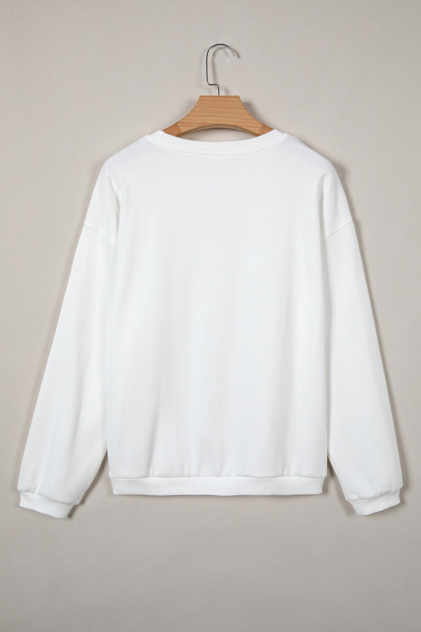 Pink 3d Ribbed XOXO Heart Embroidered Drop Shoulder Sweatshirt