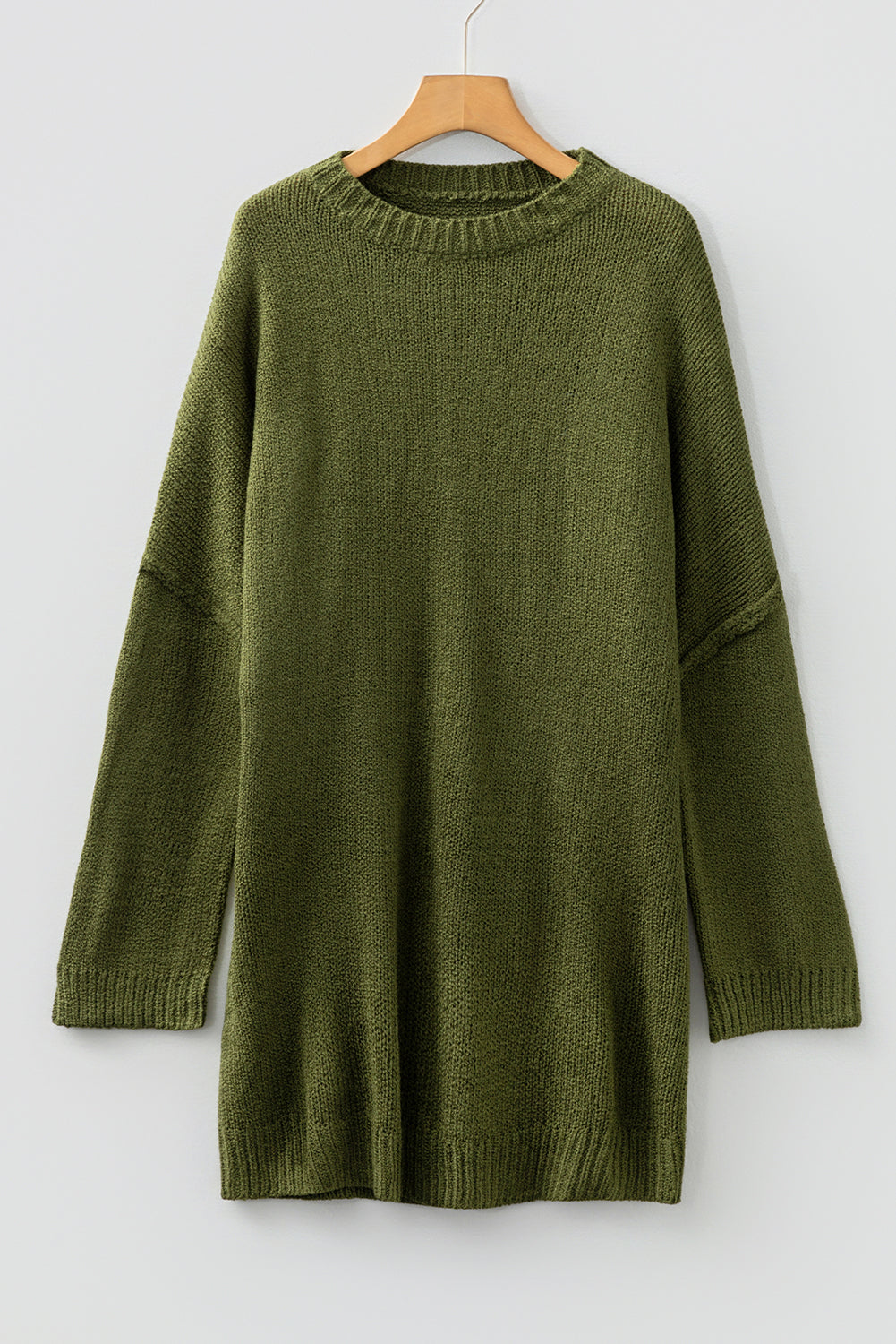 Pale Khaki Oversize Drop Shoulder Slouchy Sweater Dress