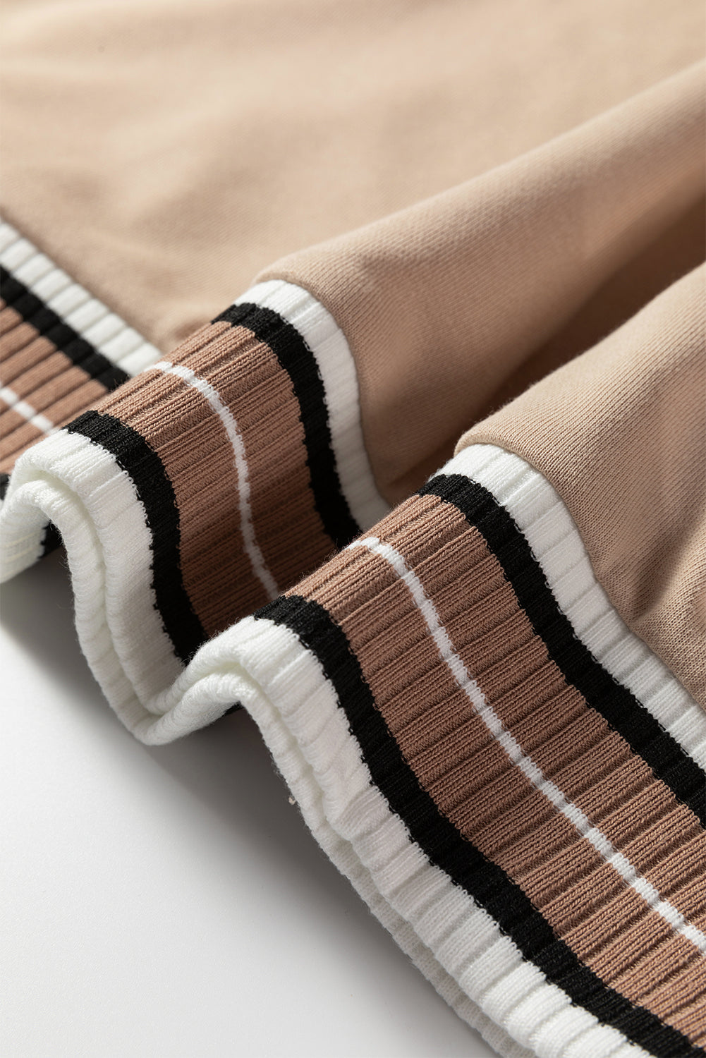 Gray Varsity Contrast Striped Trim V Neck Sweatshirt