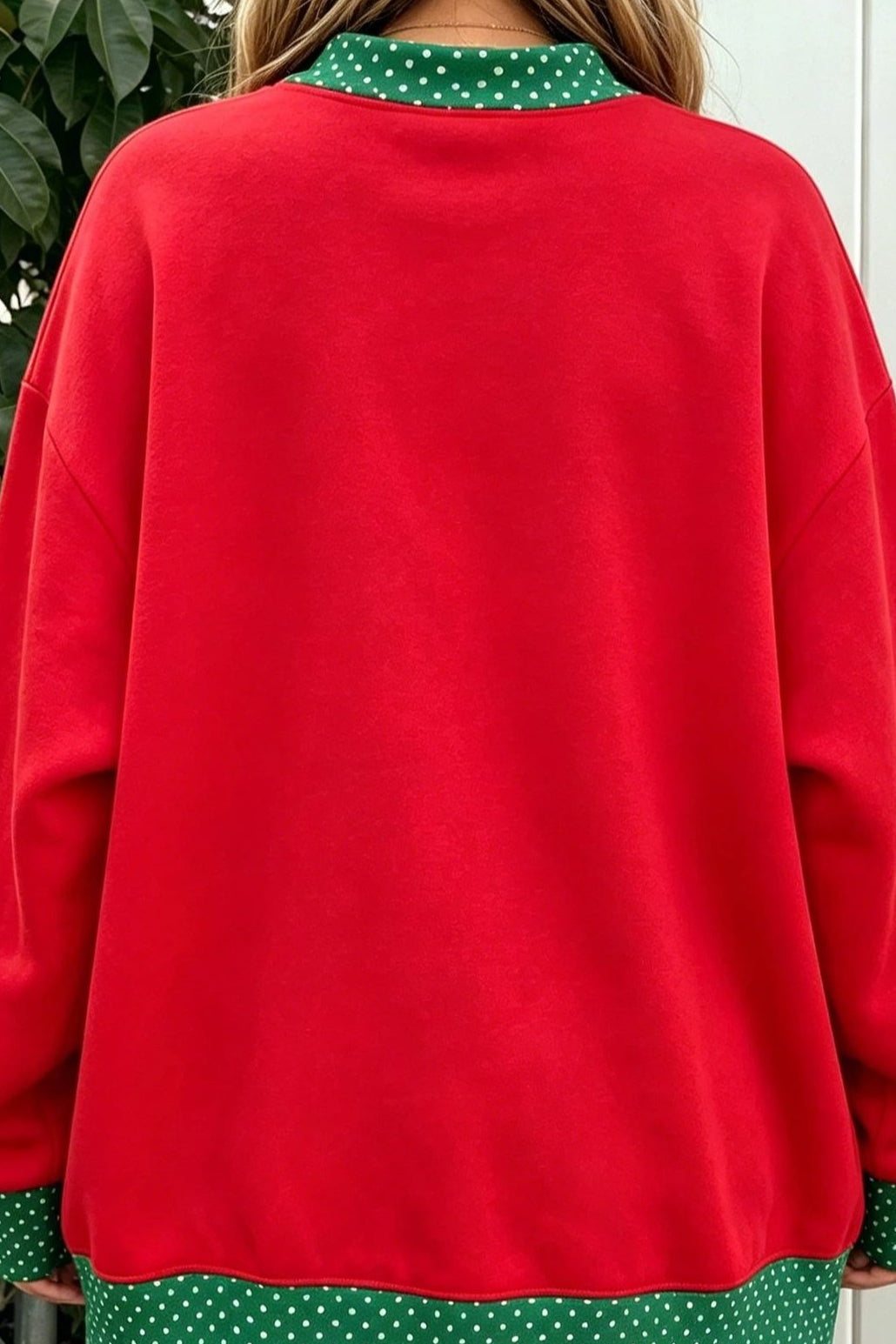 Polka Dot Sweatshirt Oversized Layered Casual Top