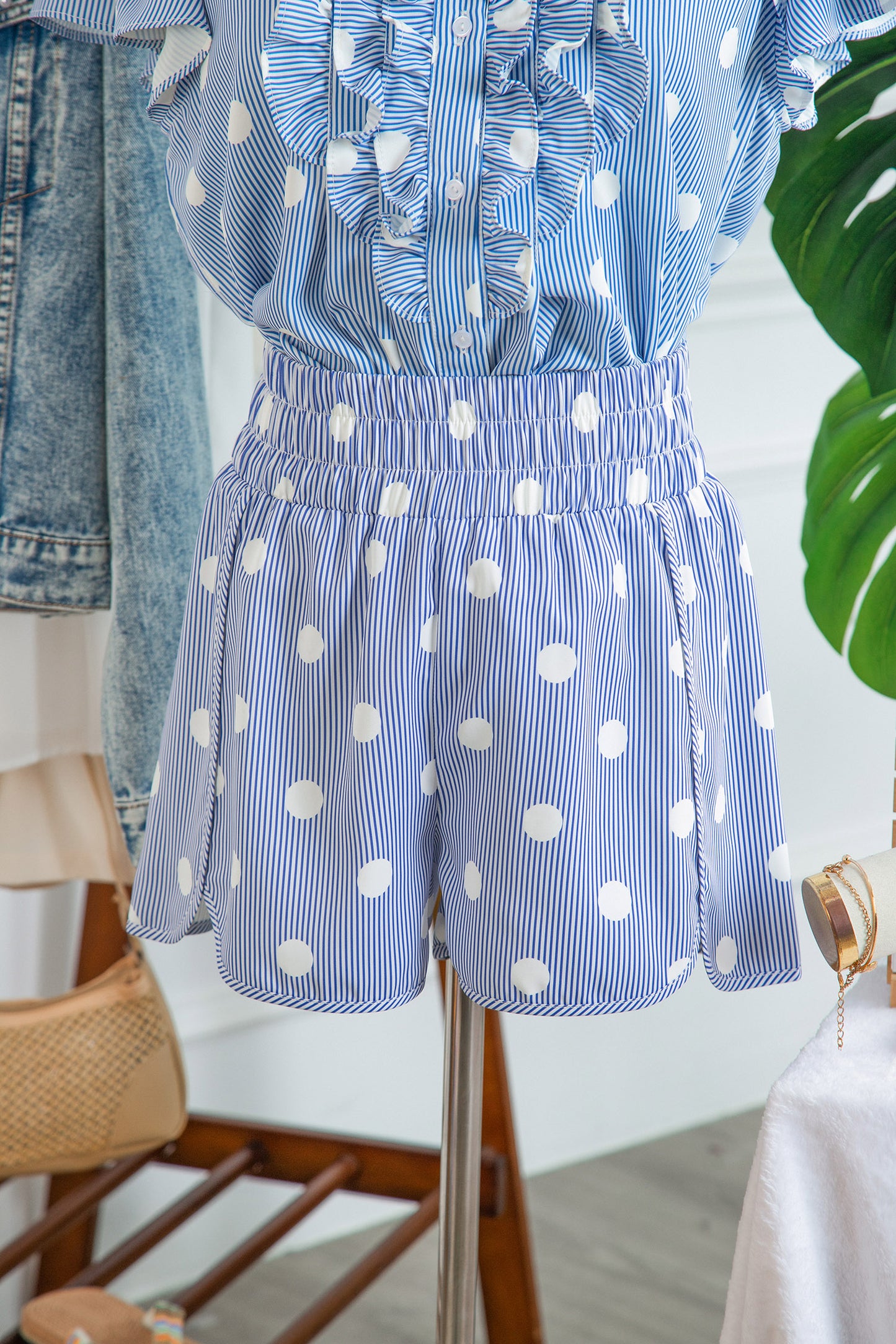Polka Dot Polyester Shorts Casual Summer Beachwear