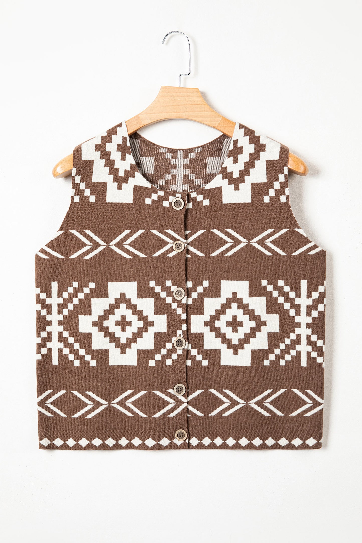 Western Print Viscose Sweater Vest Boutique Sleeveless