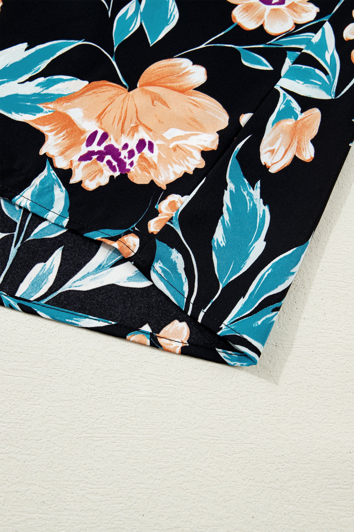 Floral V Neck Blouse Tropical Boutique Puff Top