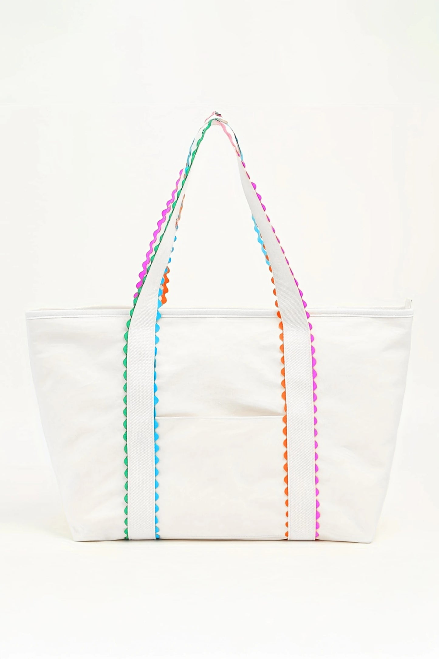 Colorful Ricrac Detail Canvas Tote Bag