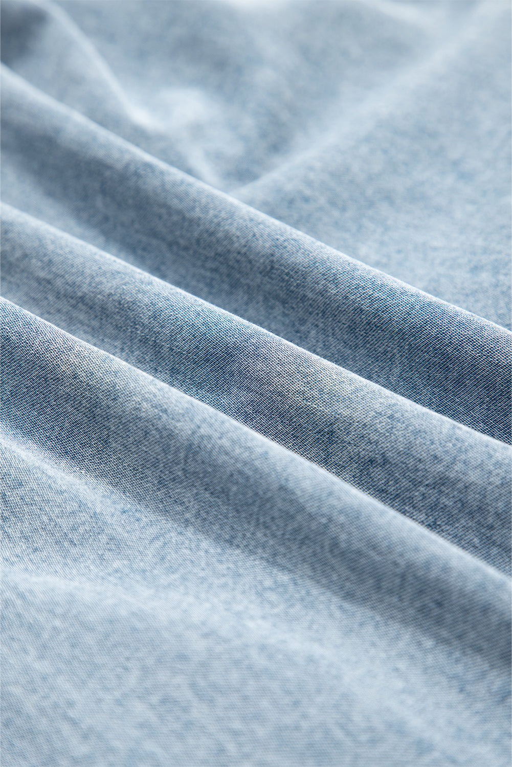 Beau Blue Bowknot Neck Sleeveless Ruffled Chambray Dress