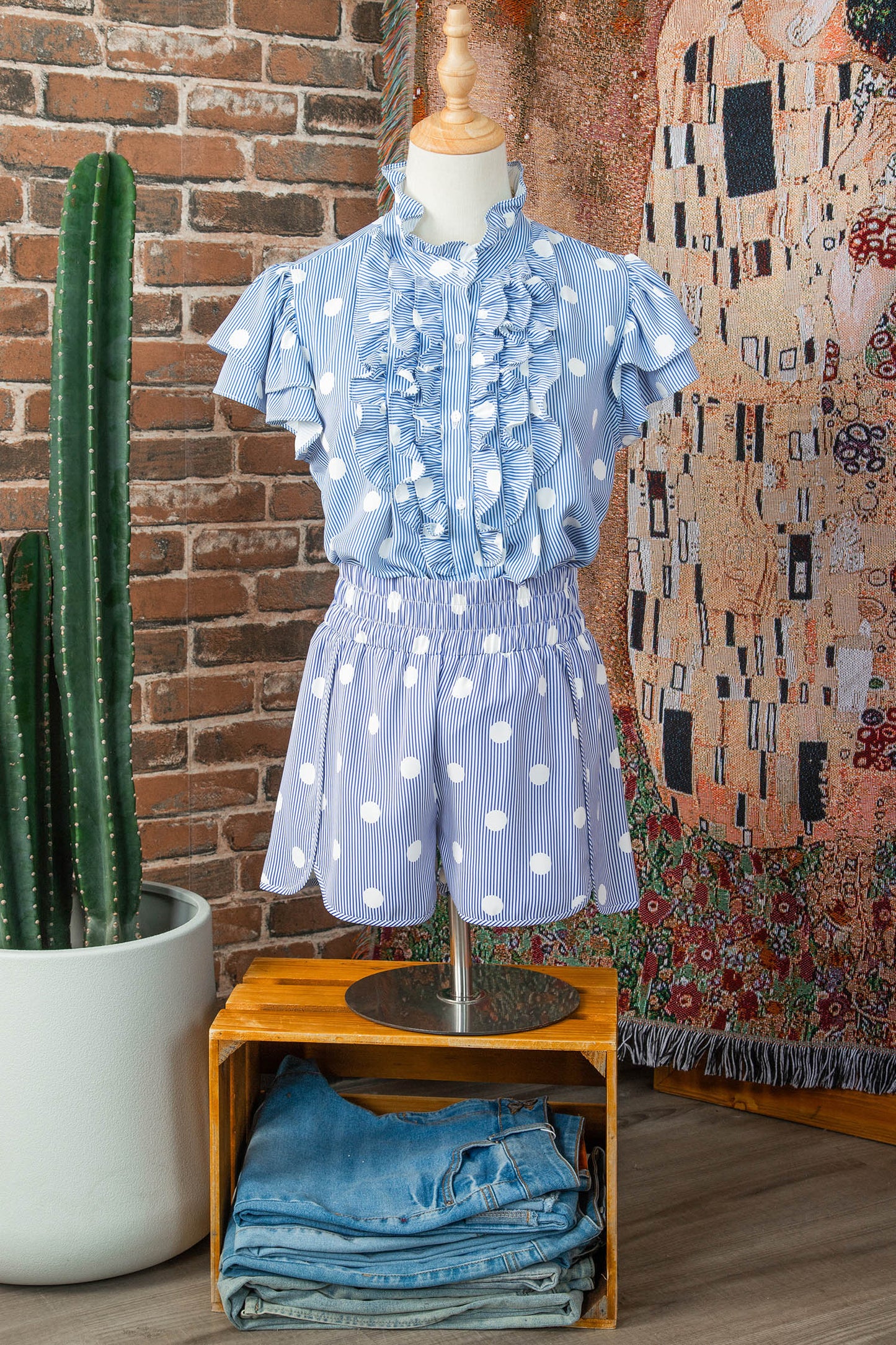 Polka Dot Polyester Shorts Casual Summer Beachwear