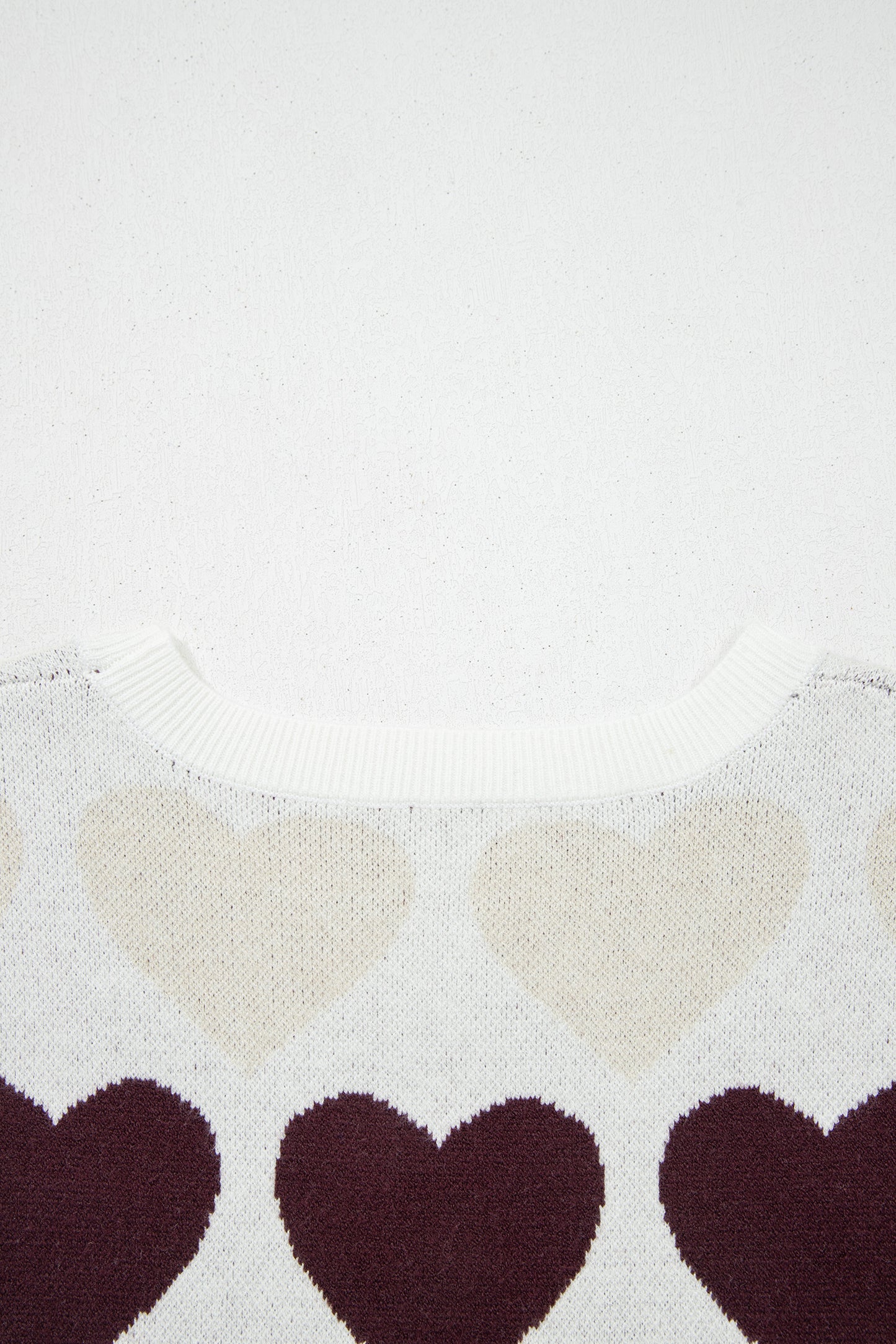 White Valentine Heart Short Sleeve Sweater