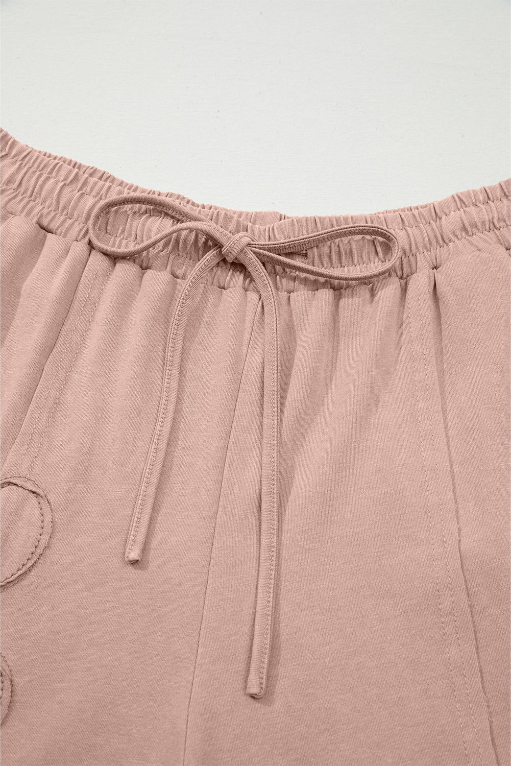 Pink Flower Patch Mineral Washed Terry Knit Cropped Wide Leg Pants