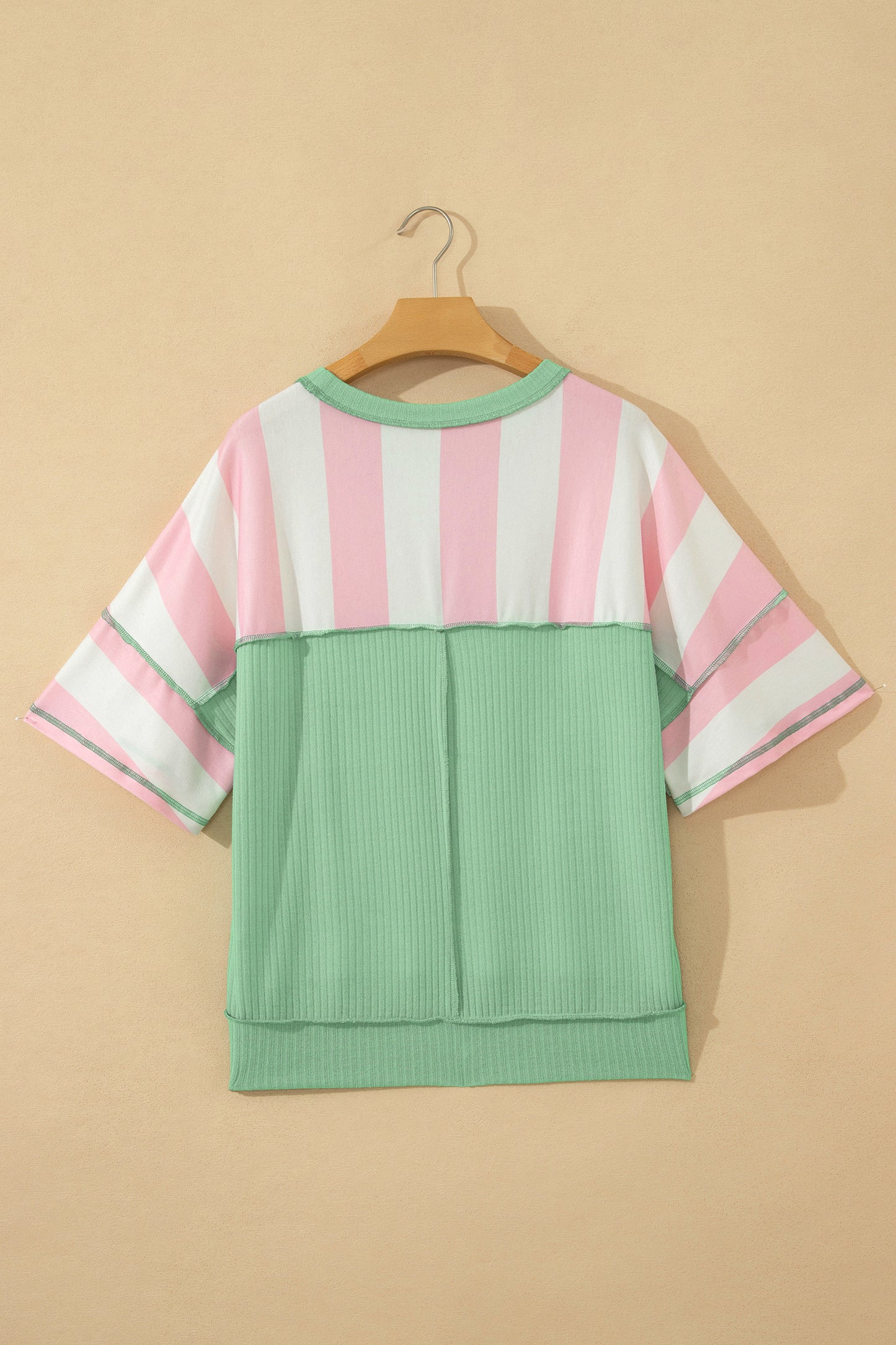 Striped Knit Top Oversized Color Block Boutique Tee