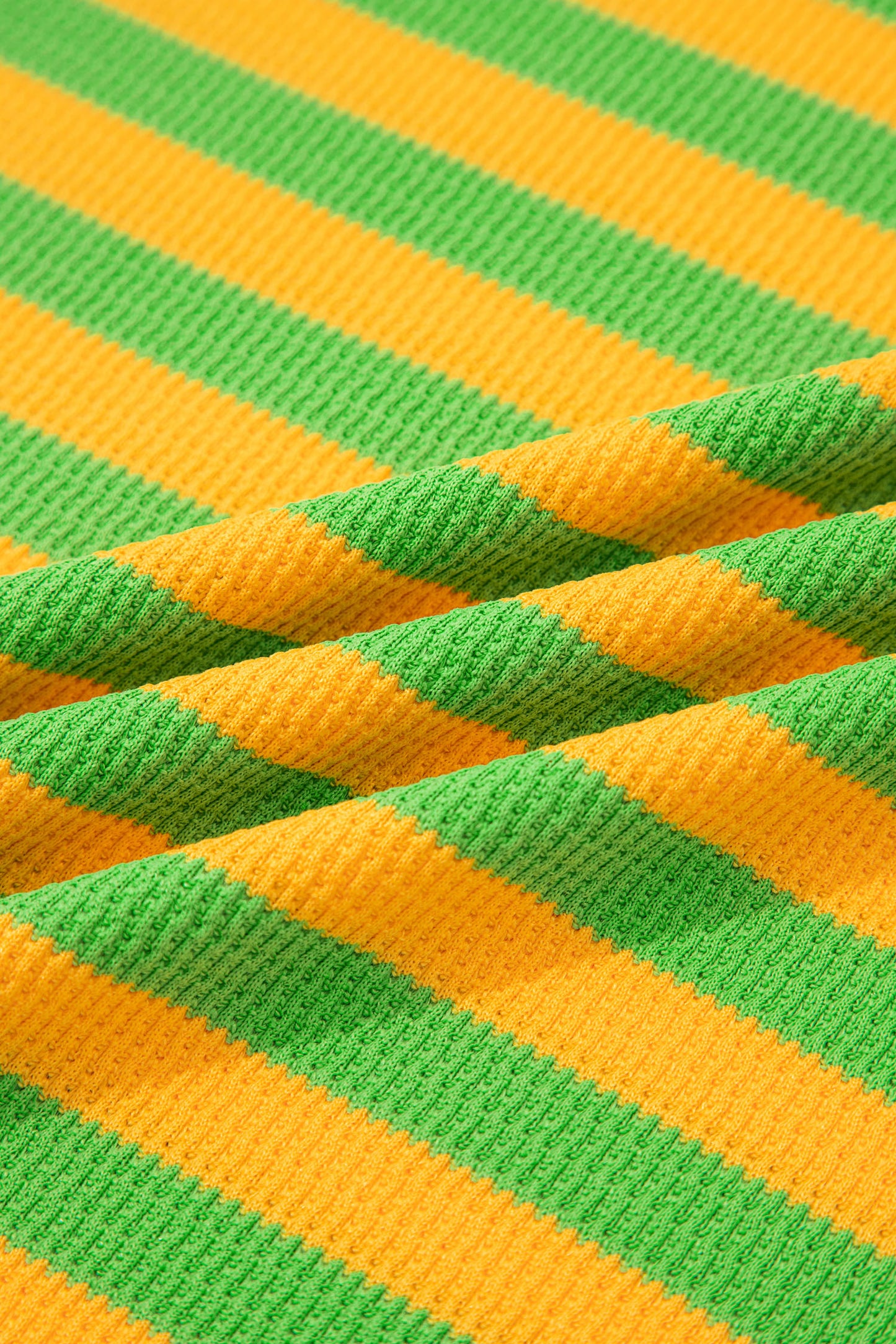 Green Stripe Puff Short Sleeve T Shirt Matching Shorts Set