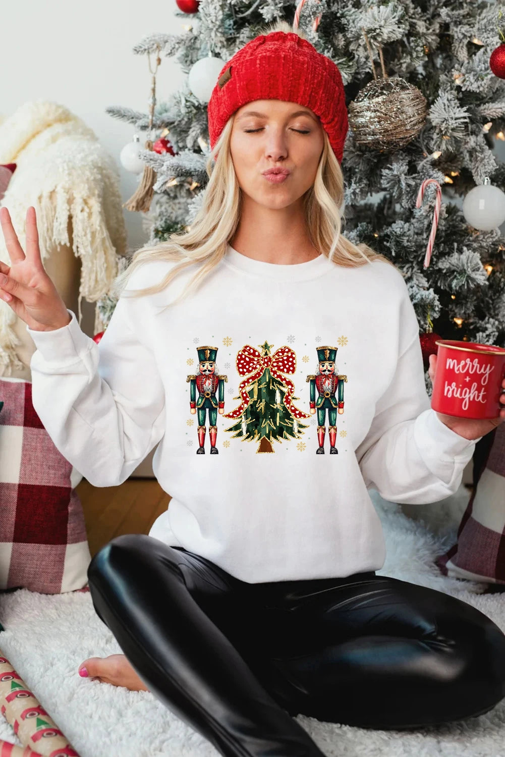 White Nutcracker Man Guard Christmas Holiday Graphic Sweatshirt