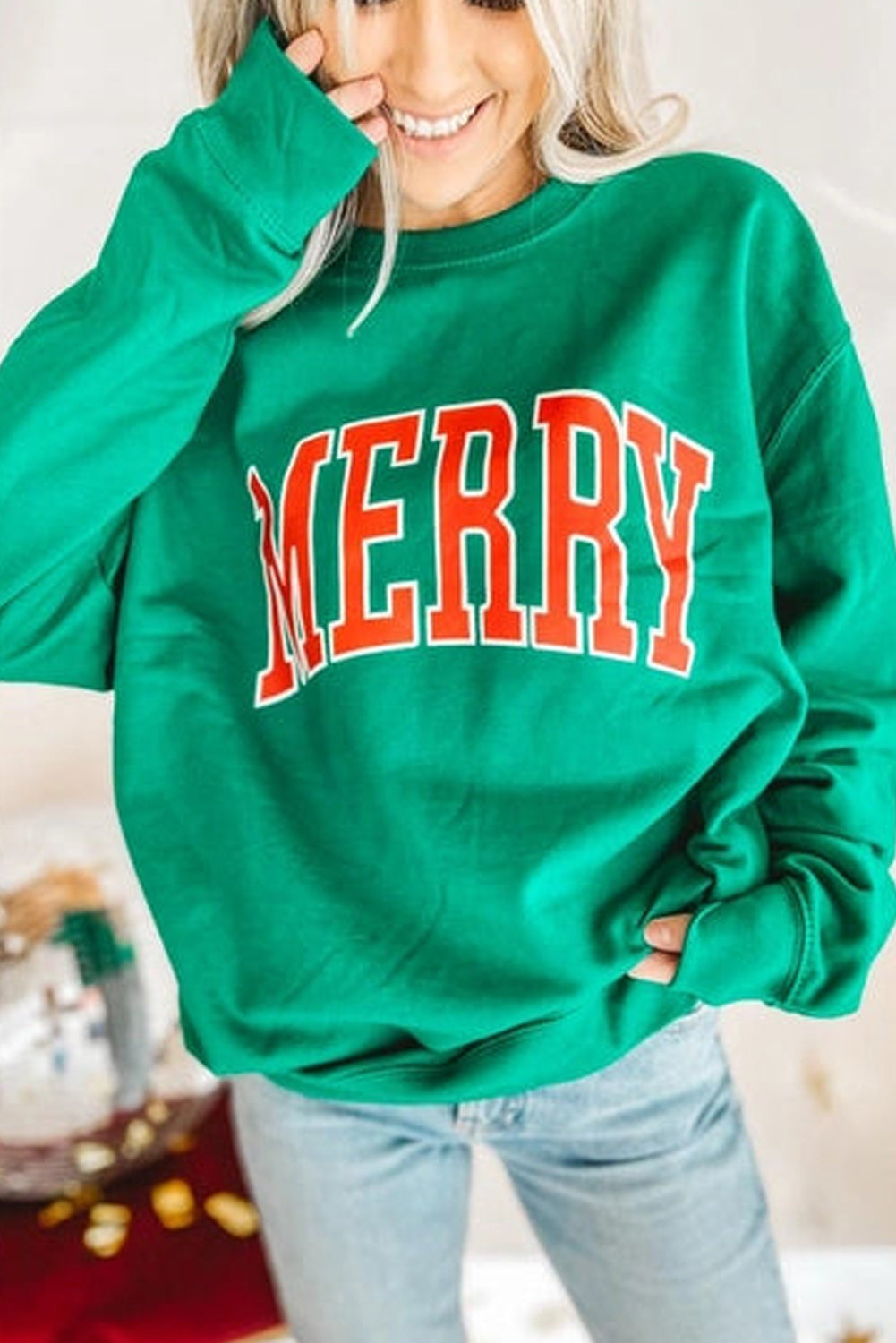 Aphabet Chenille Embroidered Pullover Sweatshirt