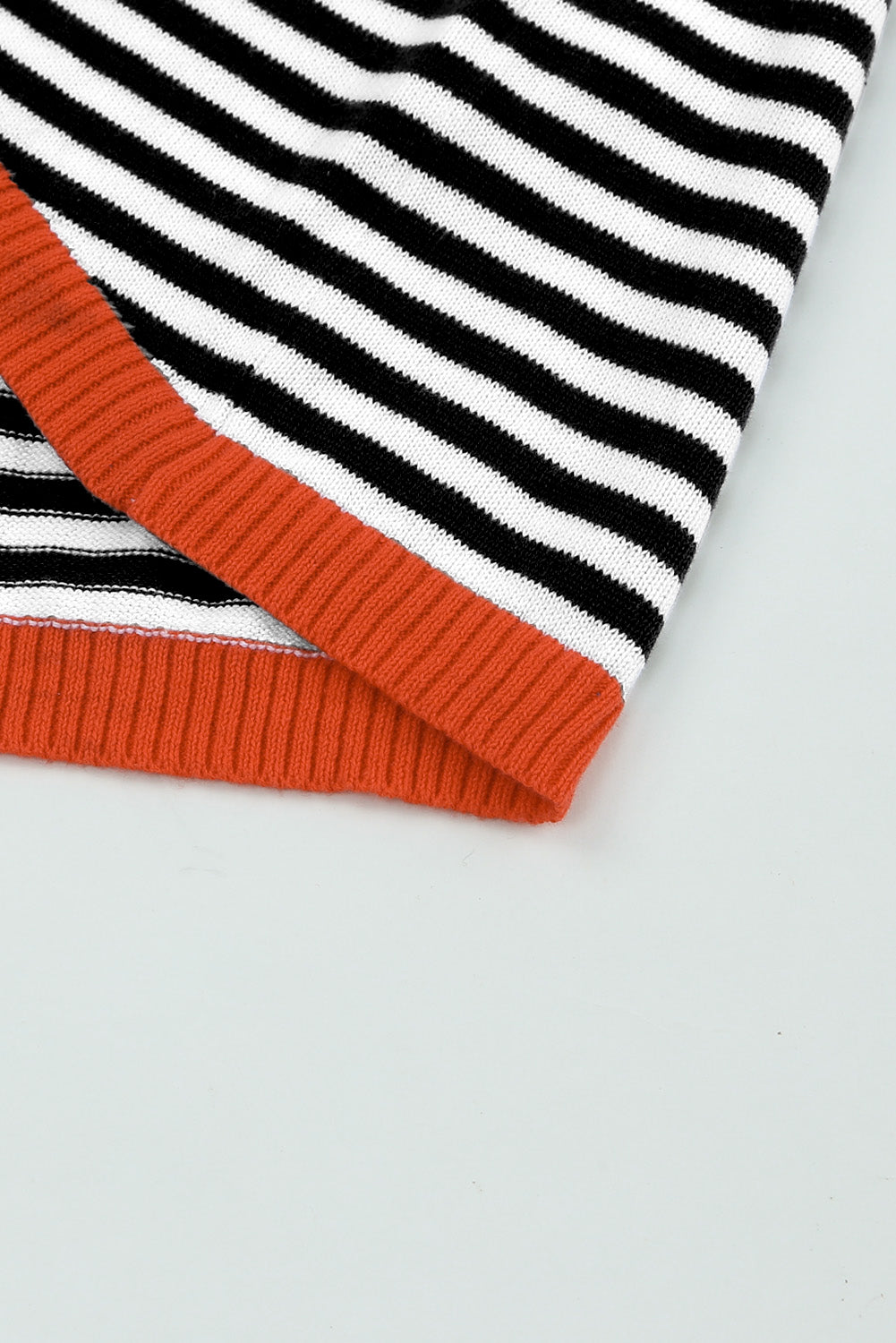 Contrast Trimmed Striped Drop Shoulder Sweater