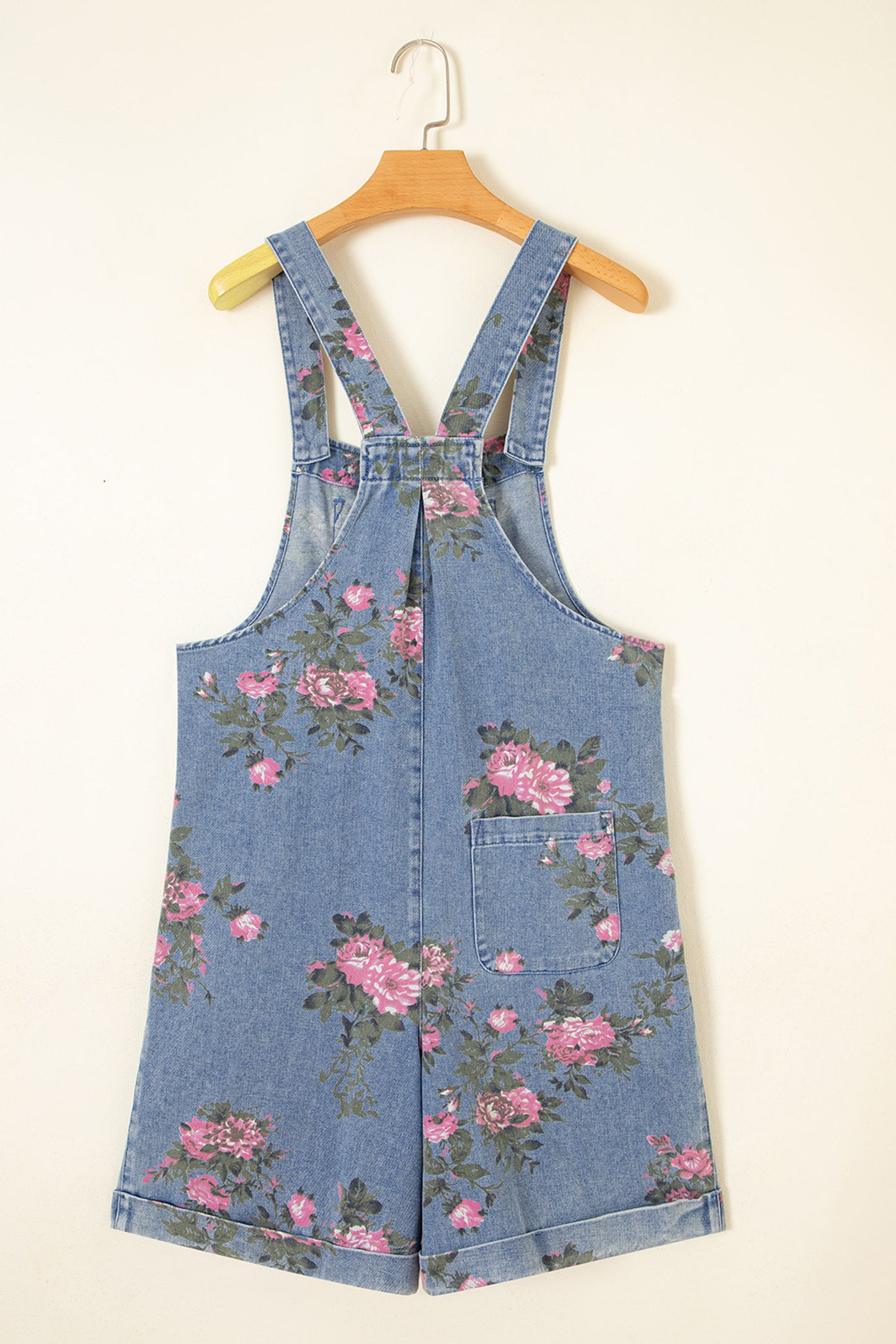 Floral Denim Shortalls Vintage Boho Loose Fit Romper