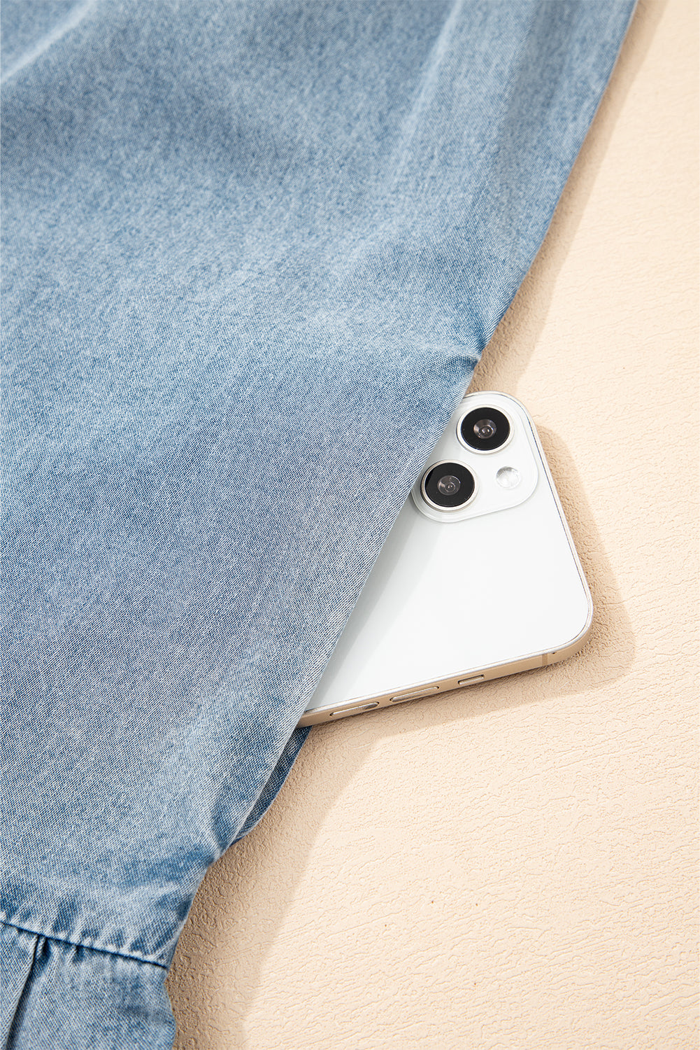 Beau Blue Bowknot Neck Sleeveless Ruffled Chambray Dress