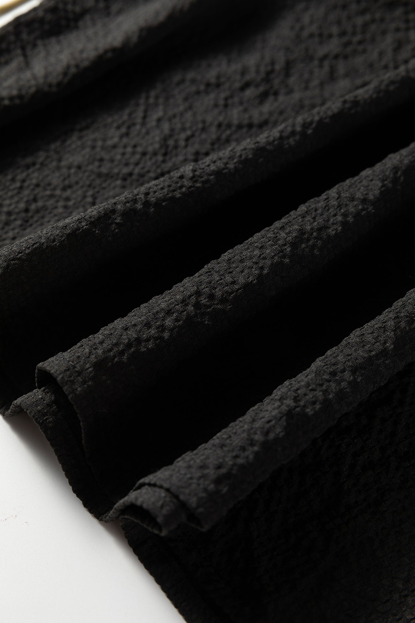 Jet Stream Color Block Patchwork Detail V Neck Textured Long Sleeve Blouse