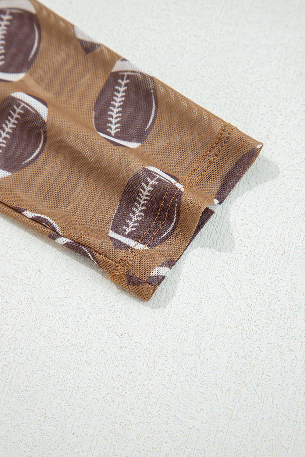 Black Game Day Rugby Mesh Sheer Long Sleeve Top