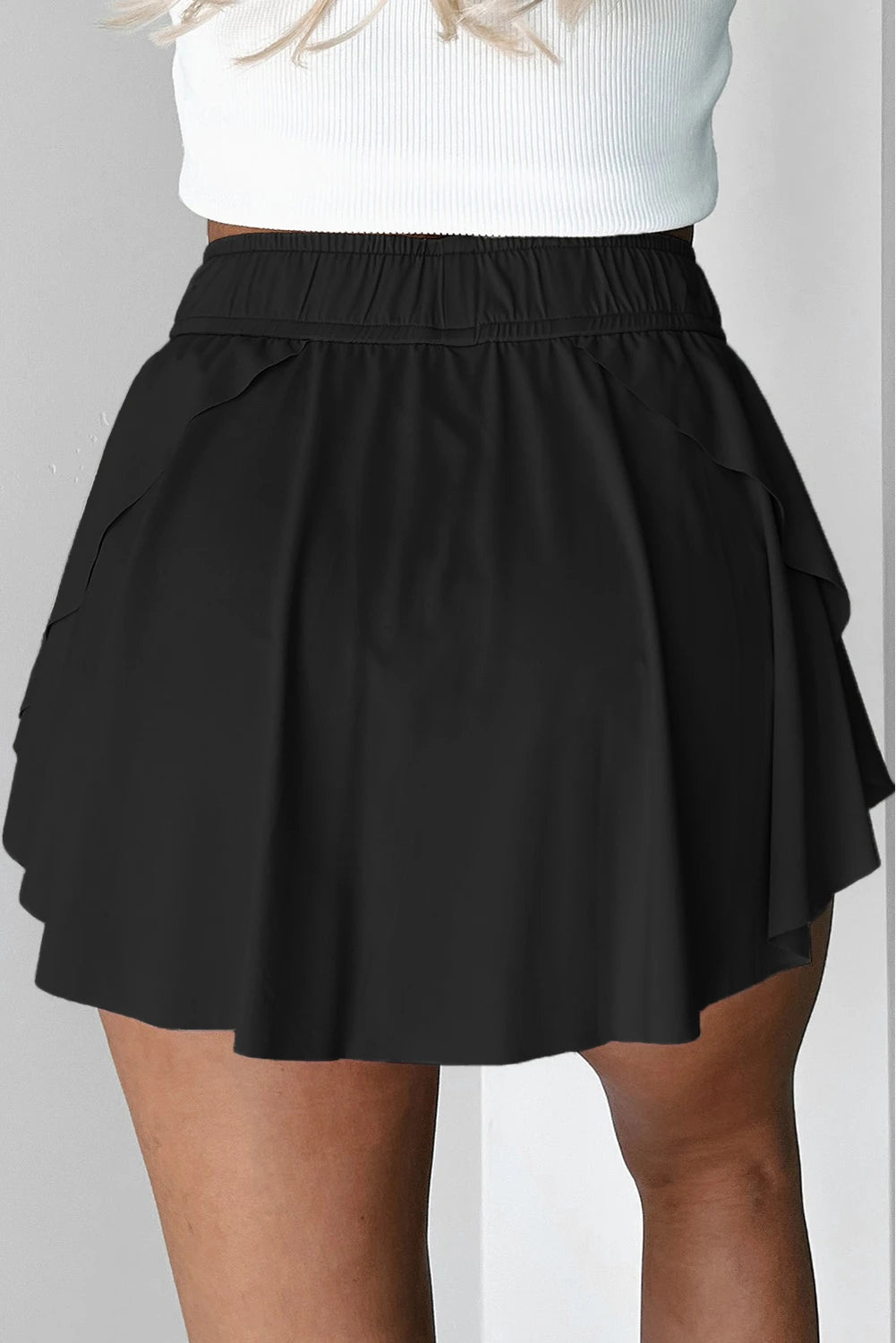 Bonbon Drawstring High Waist Lined Tennis Skorts