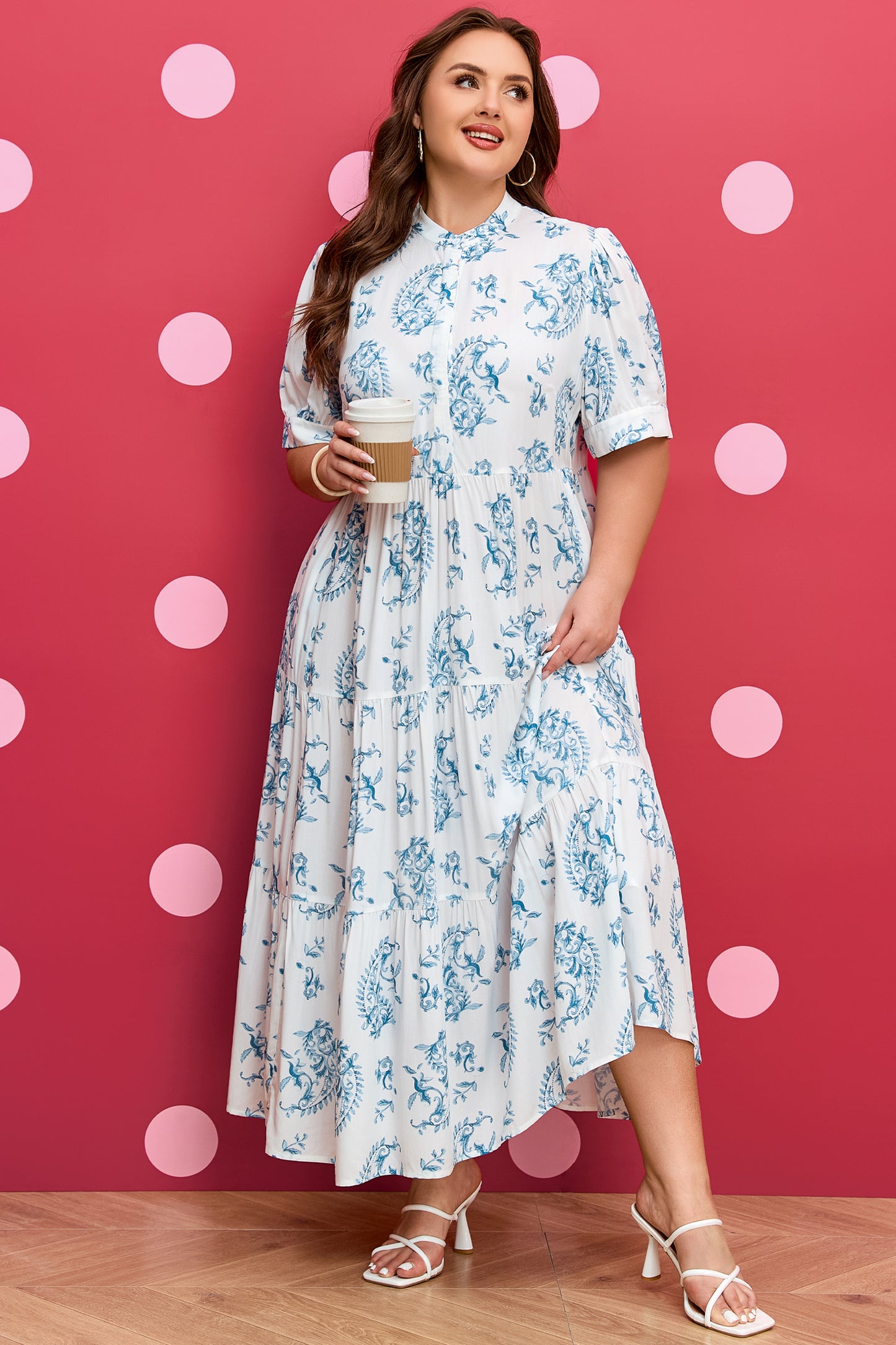 Plus Size Paisley Viscose Maxi Dress Boho Tiered Vacation