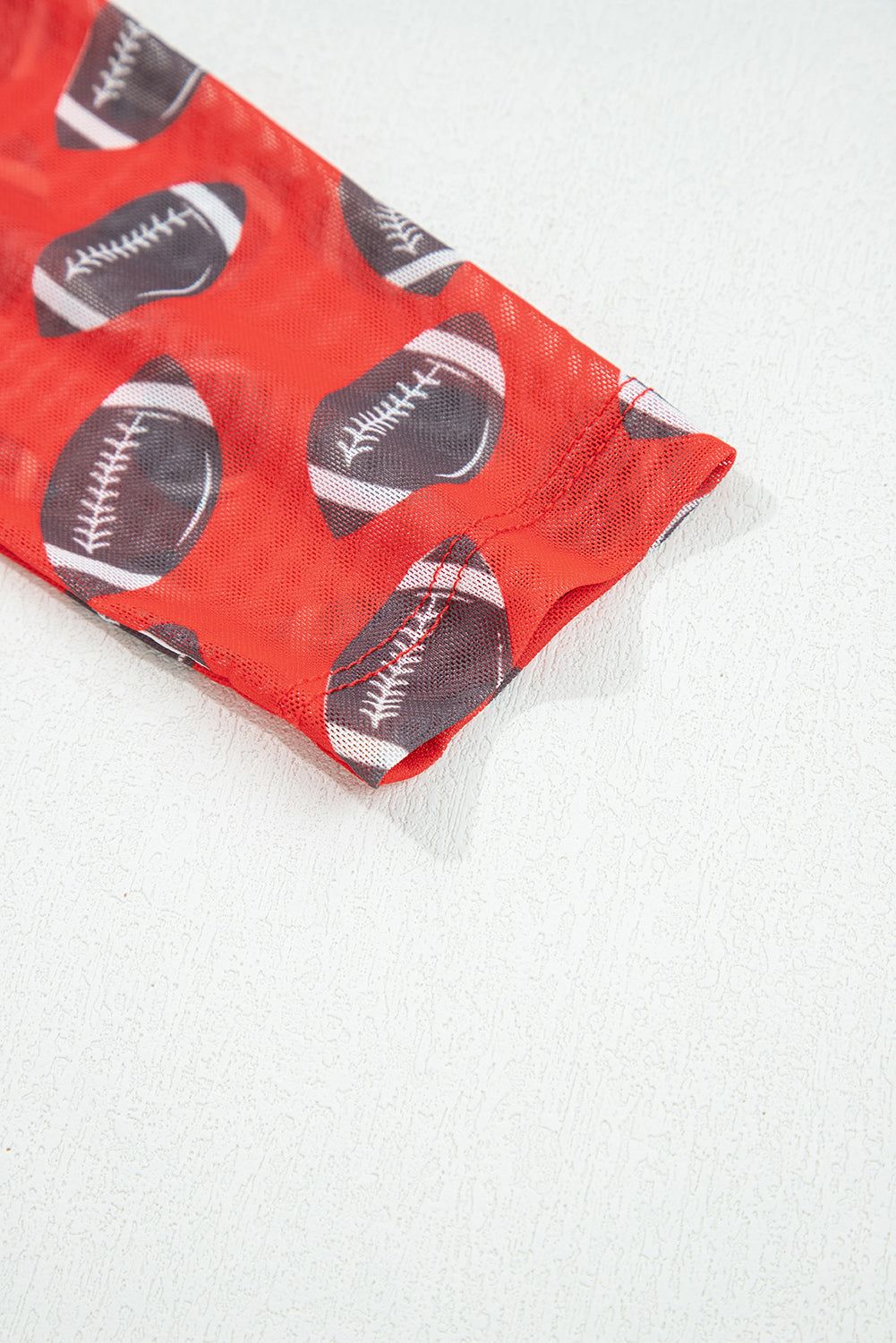 Black Game Day Rugby Mesh Sheer Long Sleeve Top