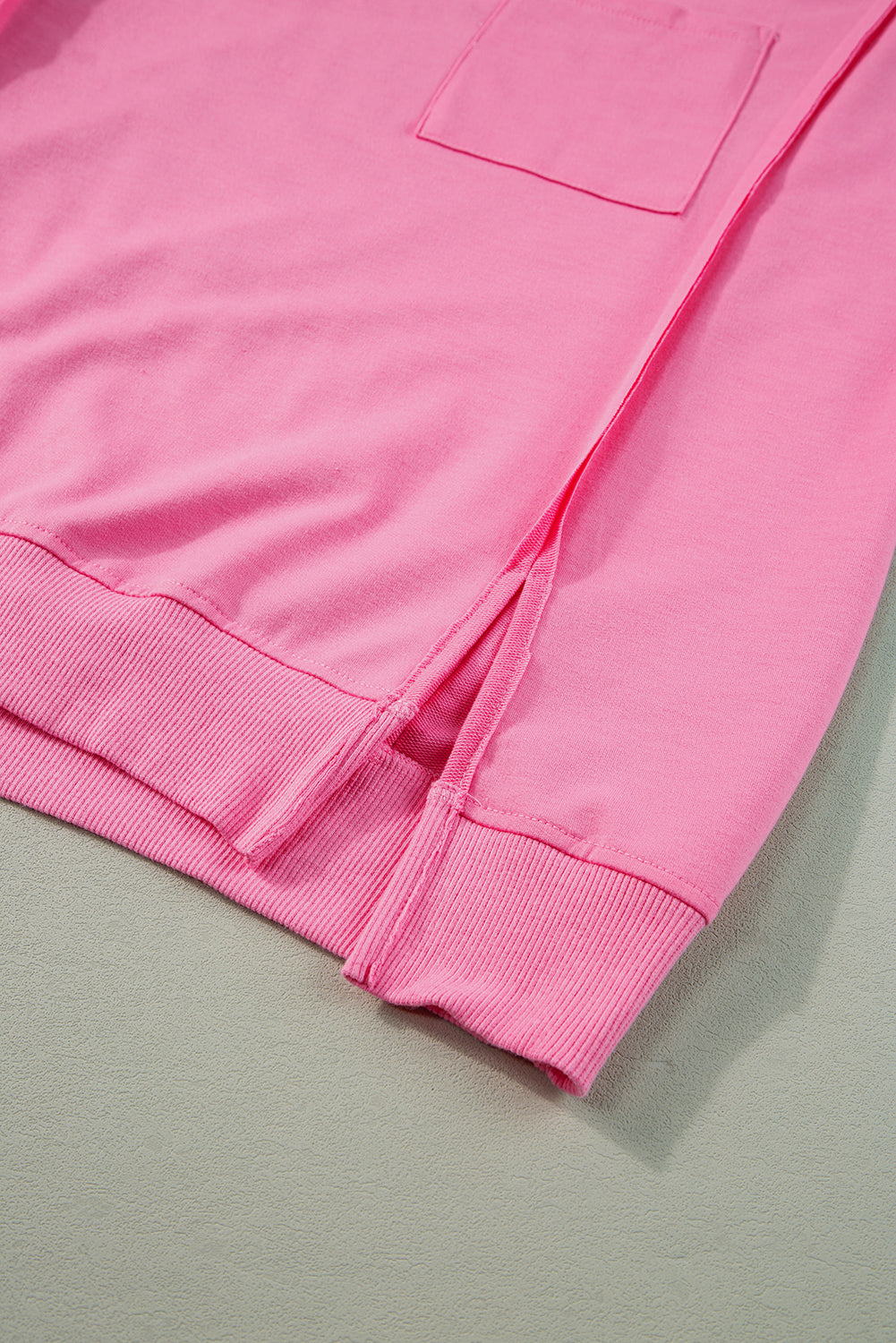 Exposed Seam Chest Pocket Split Loose T Shirt