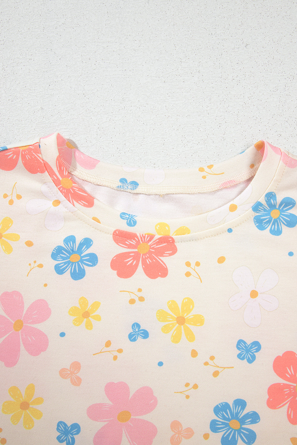 Apricot Floral Print Crop Top Wide Leg Short Set