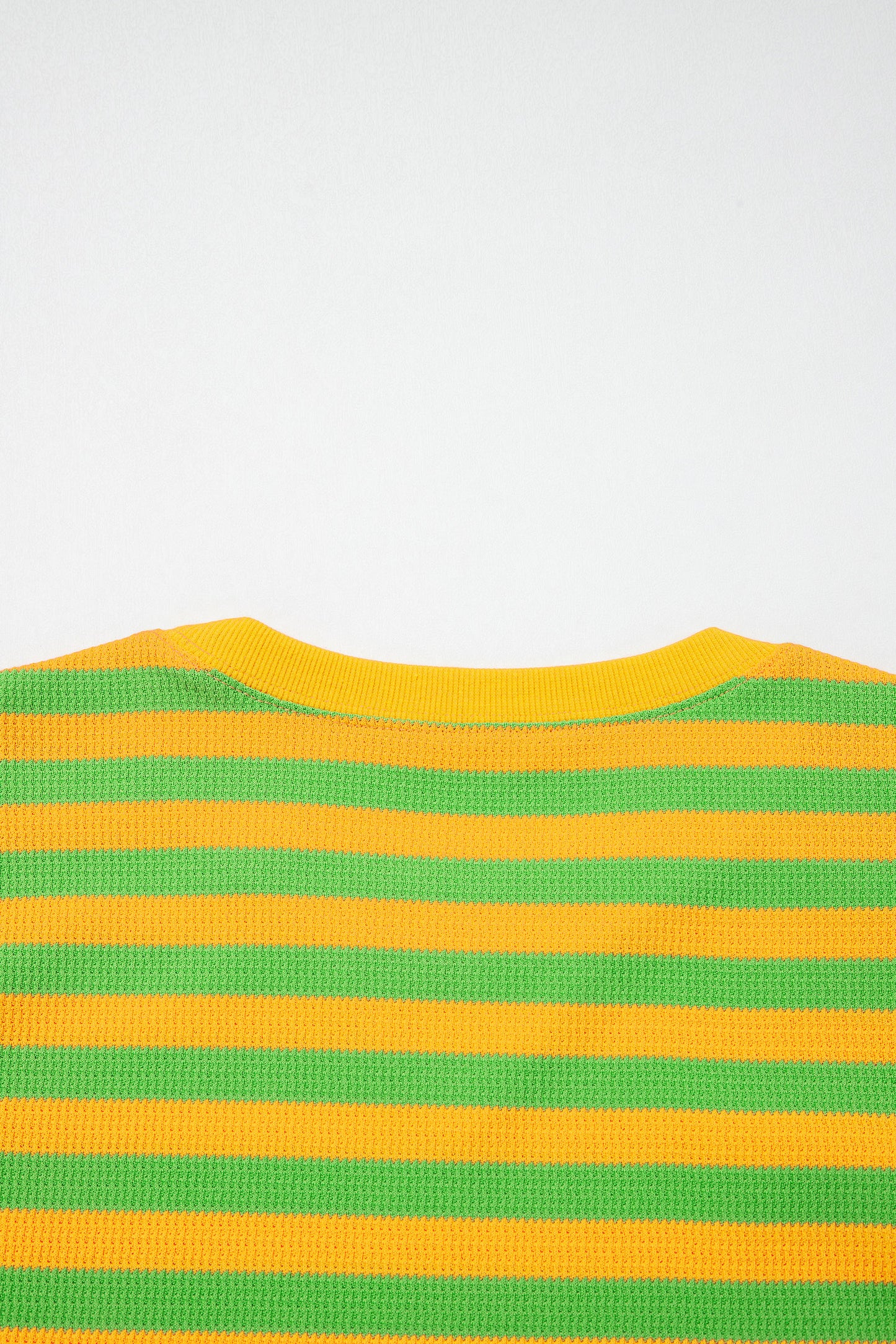 Green Stripe Puff Short Sleeve T Shirt Matching Shorts Set