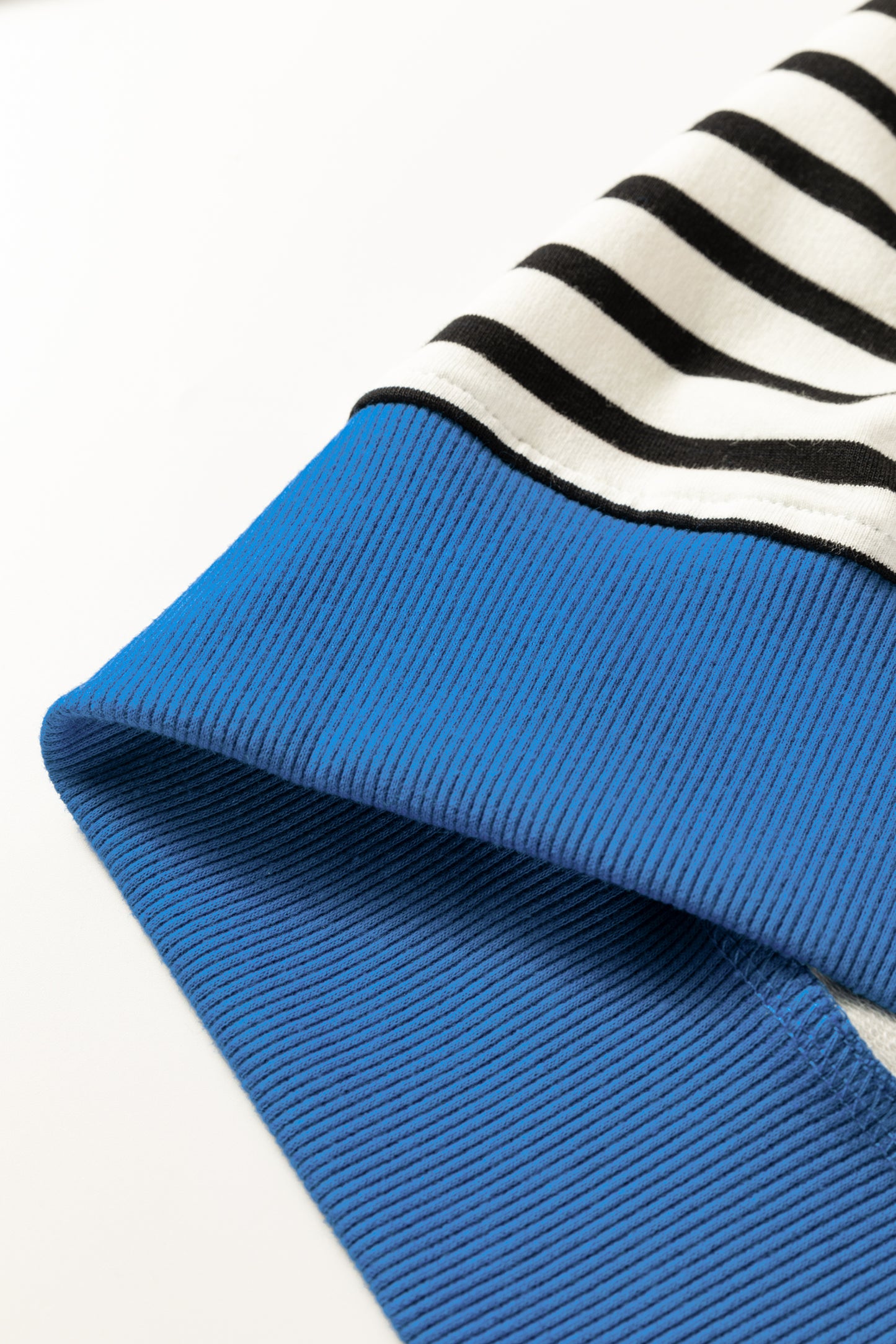 Black Stripe Color Block Patchwork Button Polo Collar Side Slit Sweatshirt