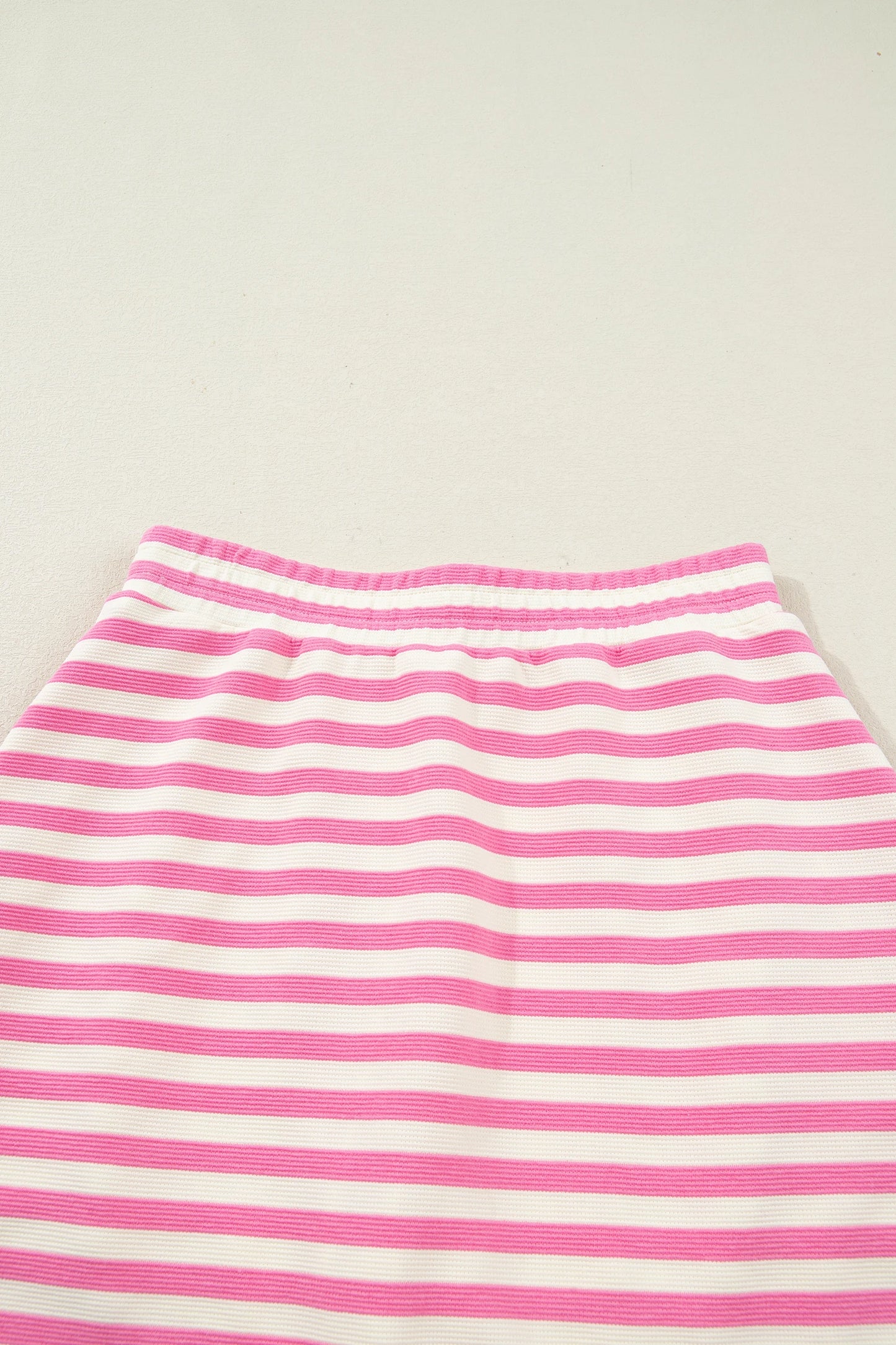 Textured Stripe Print Contrast Trim Zip Collar Sleeveless 2pcs Skort Set