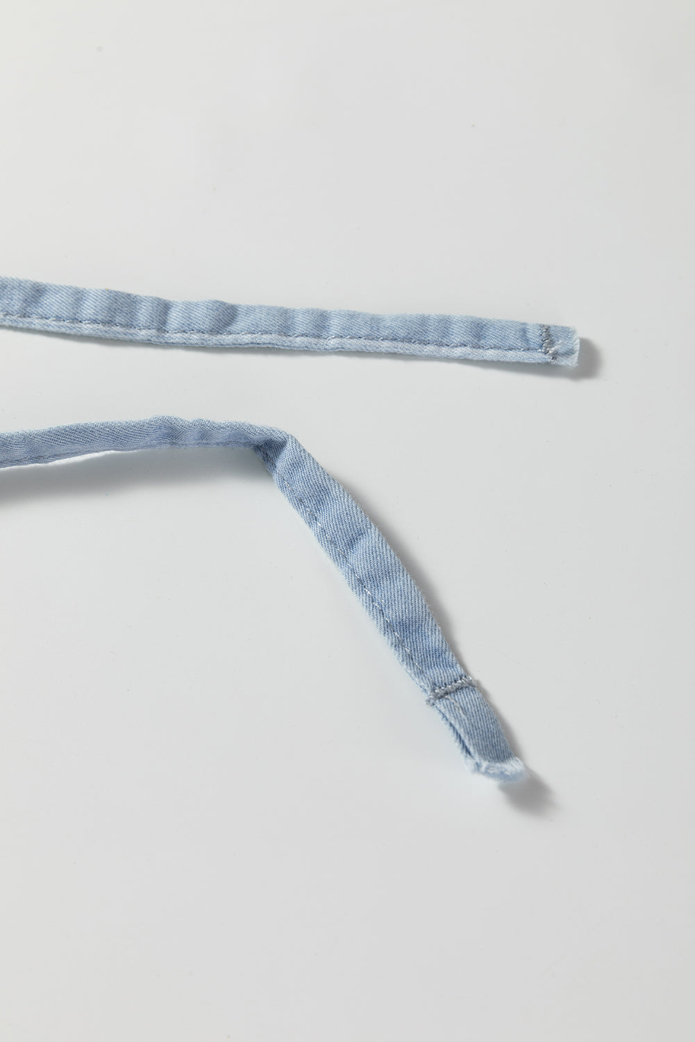 Blue Stripe Chambray Wide Leg Tied Elastic Waist Trousers