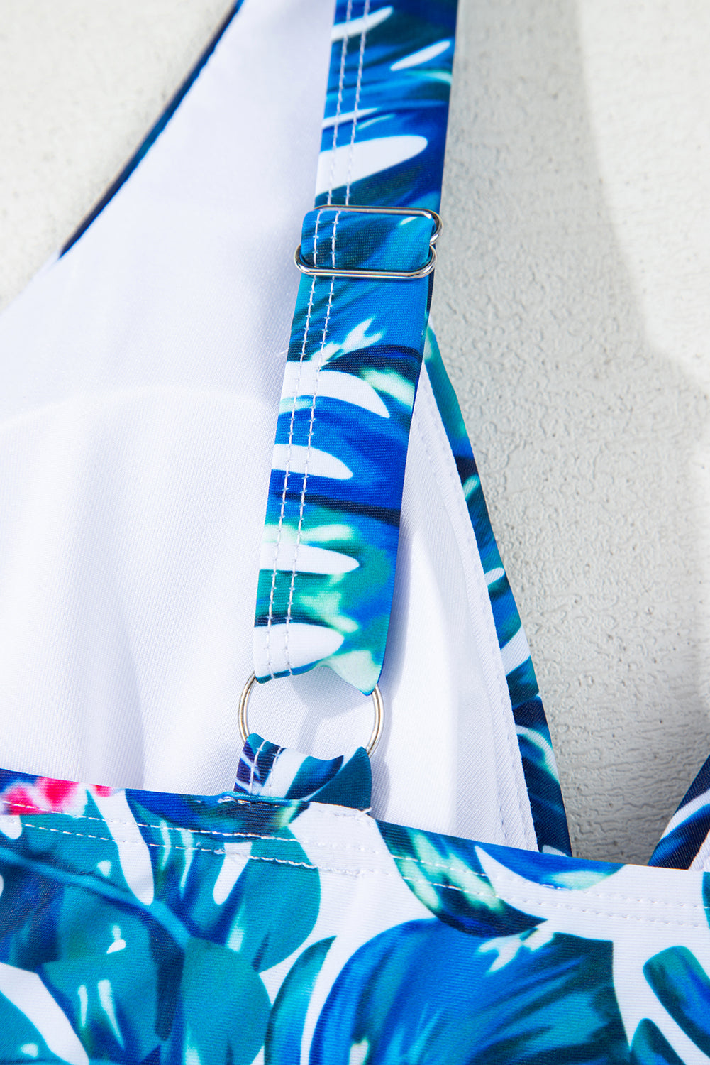 Green Floral Print Padded V Neck Tankini Top