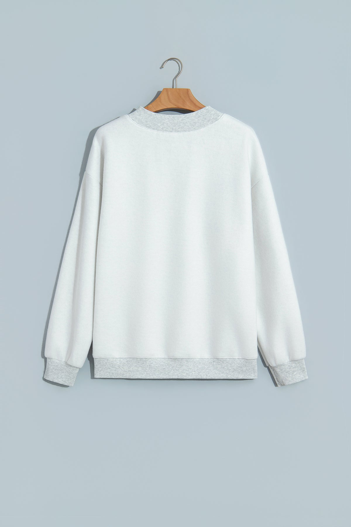 Light Grey Reversible Christian Faith Print Mock Neck Pullover Sweatshirt