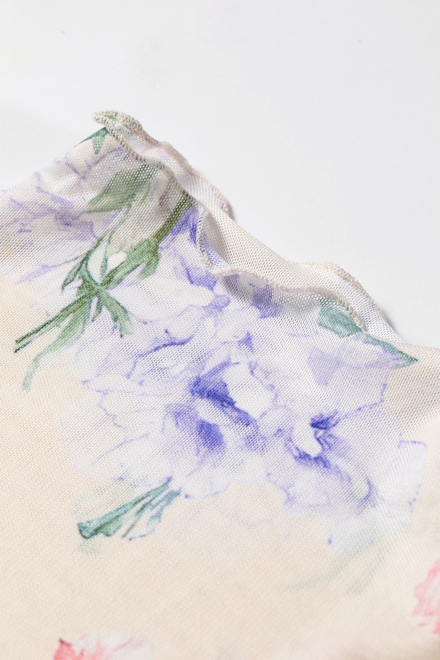 Apricot Floral Mesh Thumbhole Long Sleeve Slim Top
