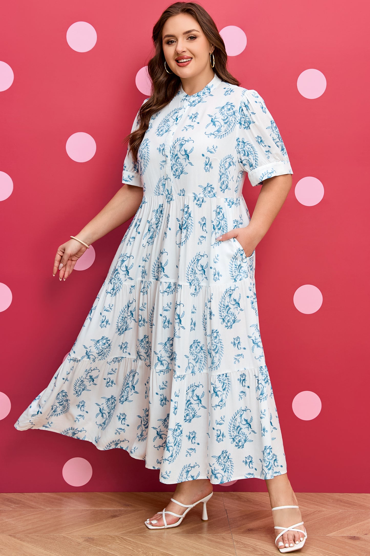 Plus Size Paisley Viscose Maxi Dress Boho Tiered Vacation