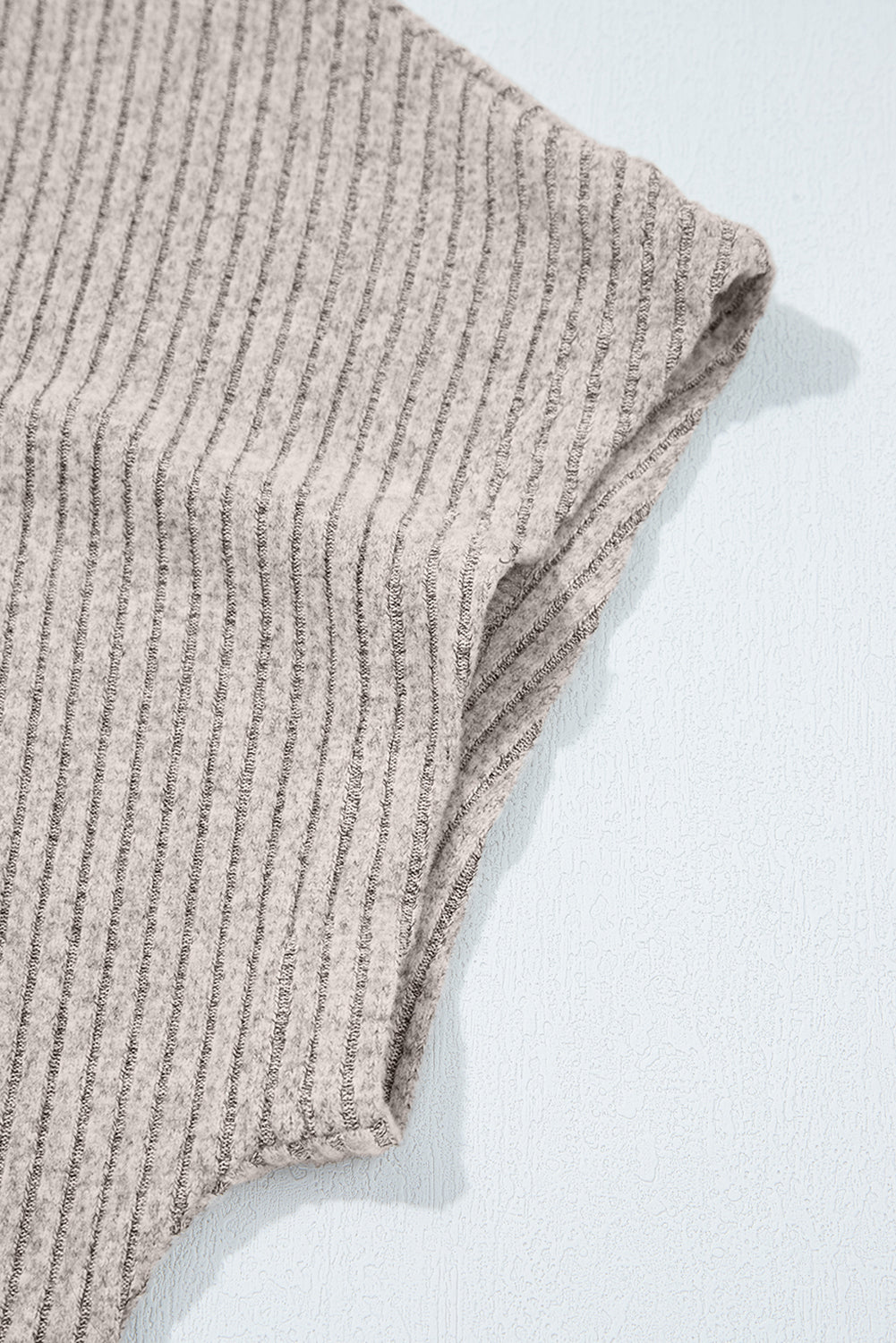 Gray Morn Ribbed Short Sleeve V Neck Colorblock Bow Back Top