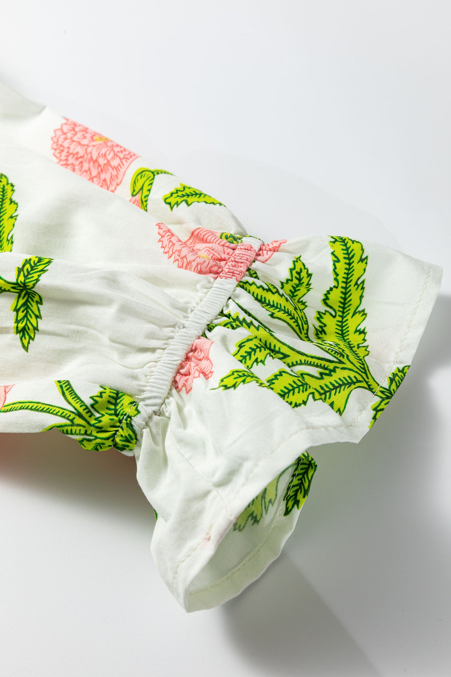 Casual Wild Flower Print V Neck 3/4 Sleeve Blouse