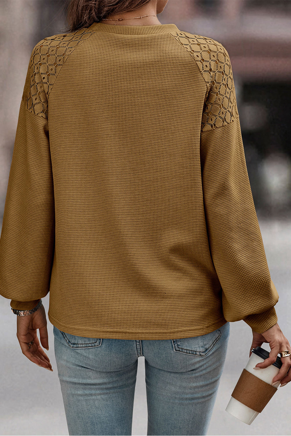 Black Lace Long Sleeve Textured Pullover