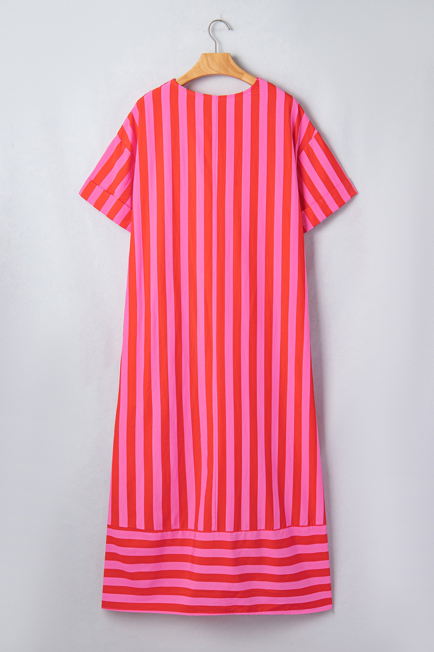 Striped Viscose Midi Dress Oversized Casual Vacation