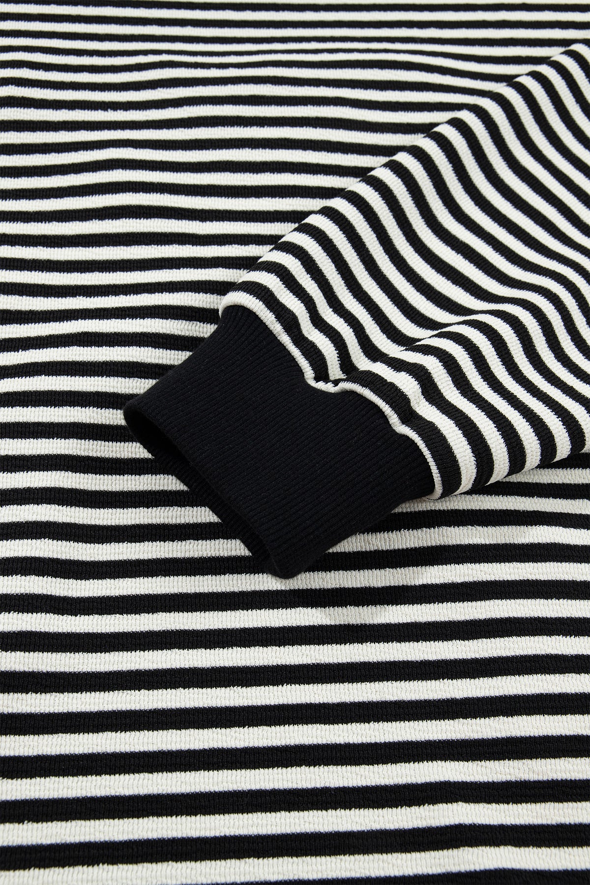 Black Stripe Velvet Bow Pattern Dropped Shoulder Loose Sweatshirt