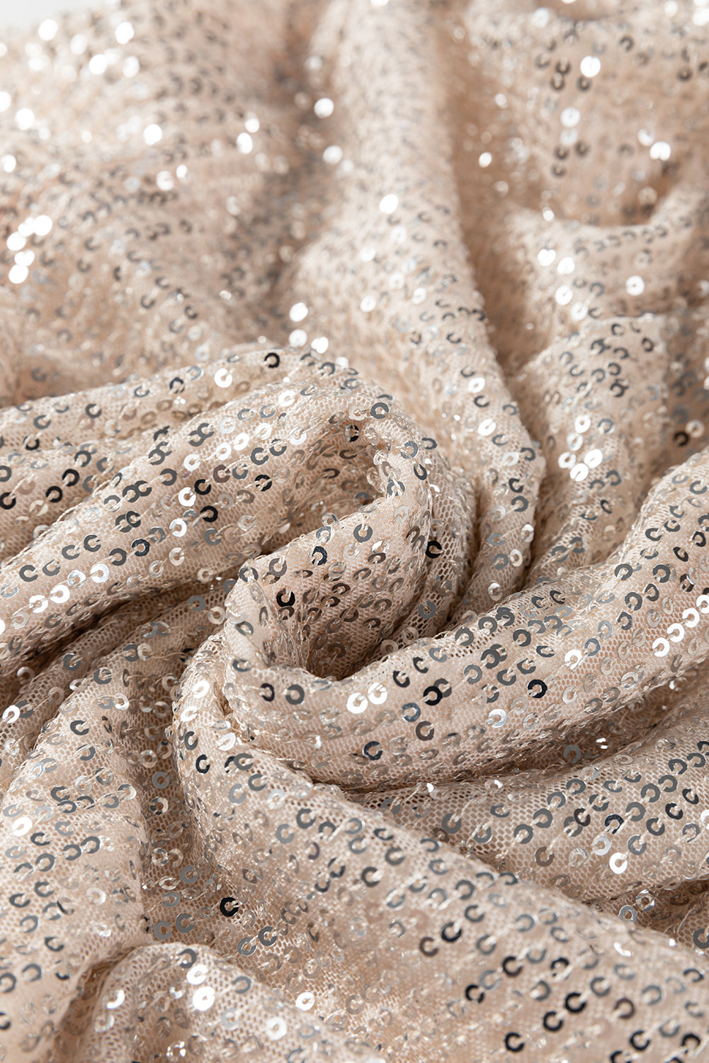 Black Sequin Mock Neck Drape Open Back Bell Sleeve Top