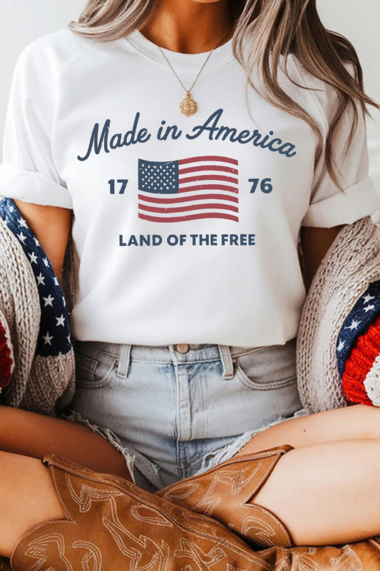 Flag Cotton Blend Graphic Tee Patriotic Boutique
