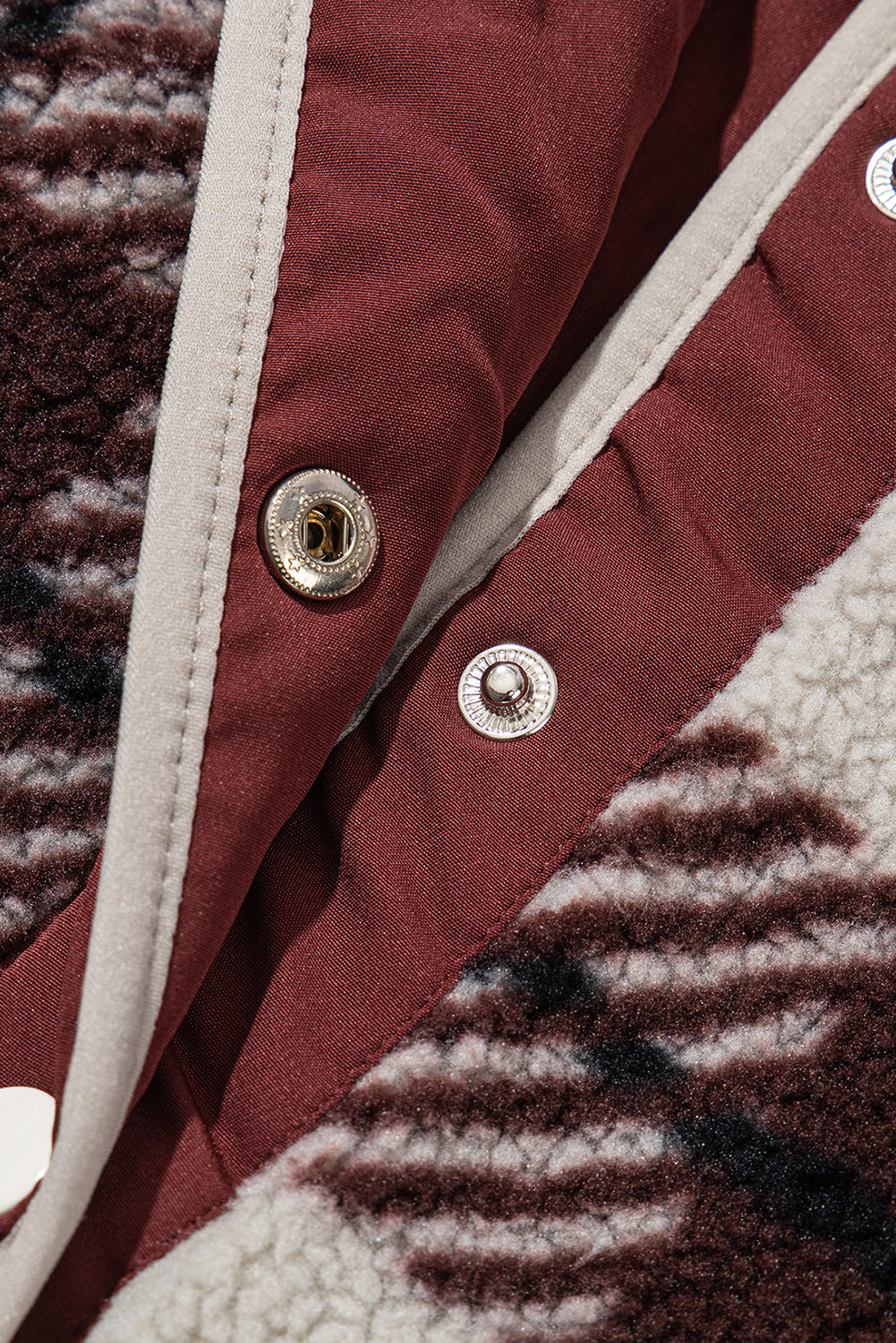 Cow Print Buttoned Stand Collar Fleece Jacket