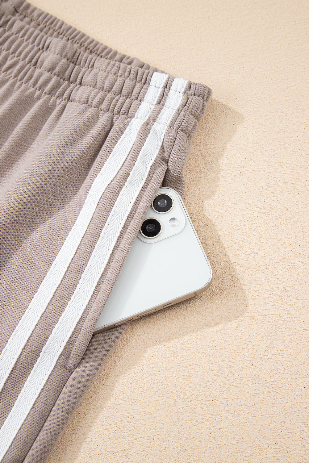 Black Varsity Striped Detail Crewneck Pullover Elastic Sweatpants 2pcs Outfit