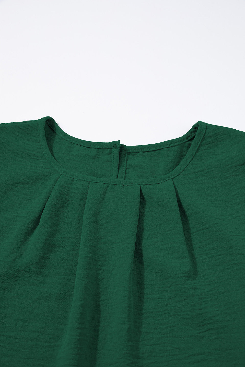 Blackish Green Flounce Sleeve Pleated Textured Blouse