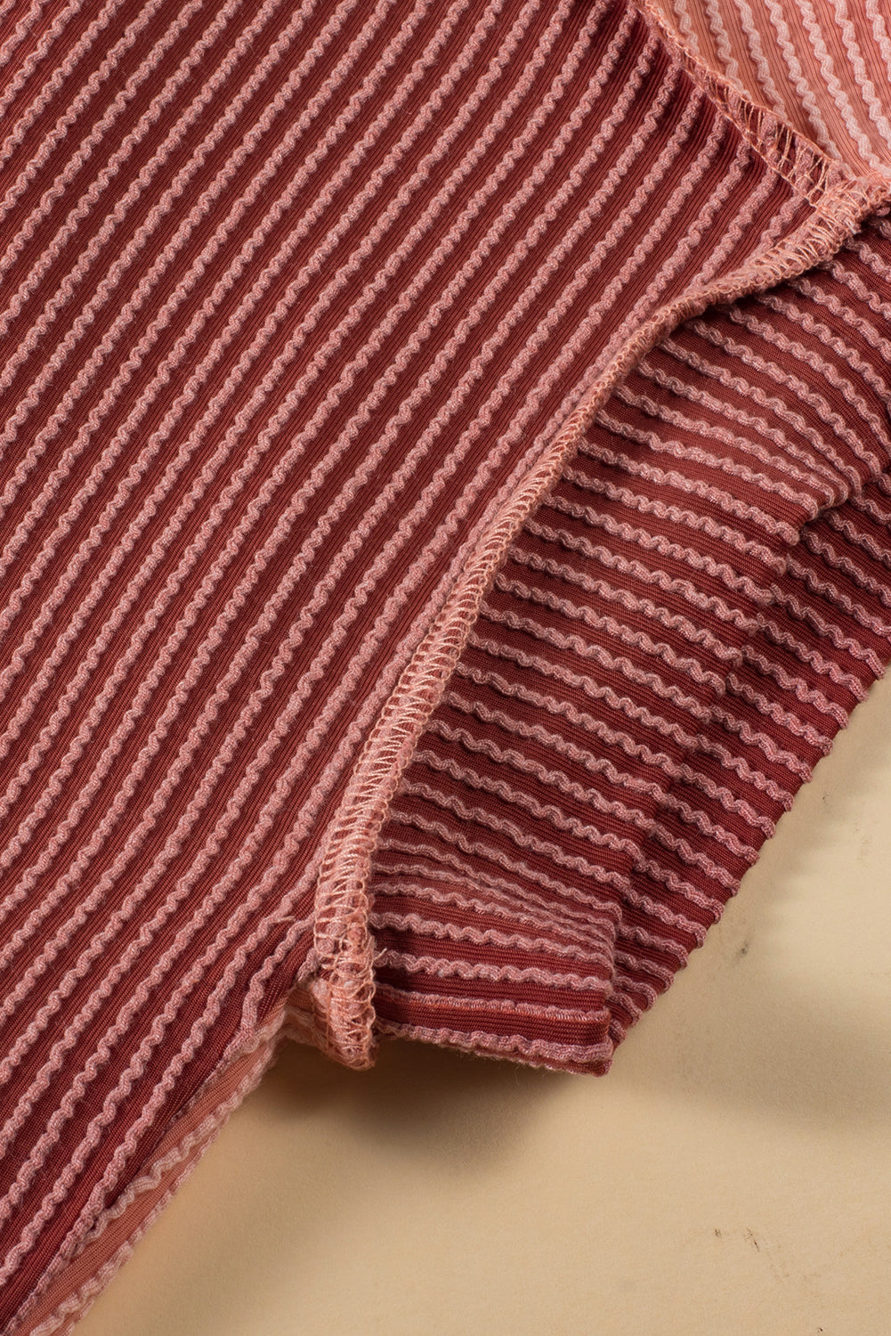 Multicolor Textured Colorblock Crew Neck T Shirt