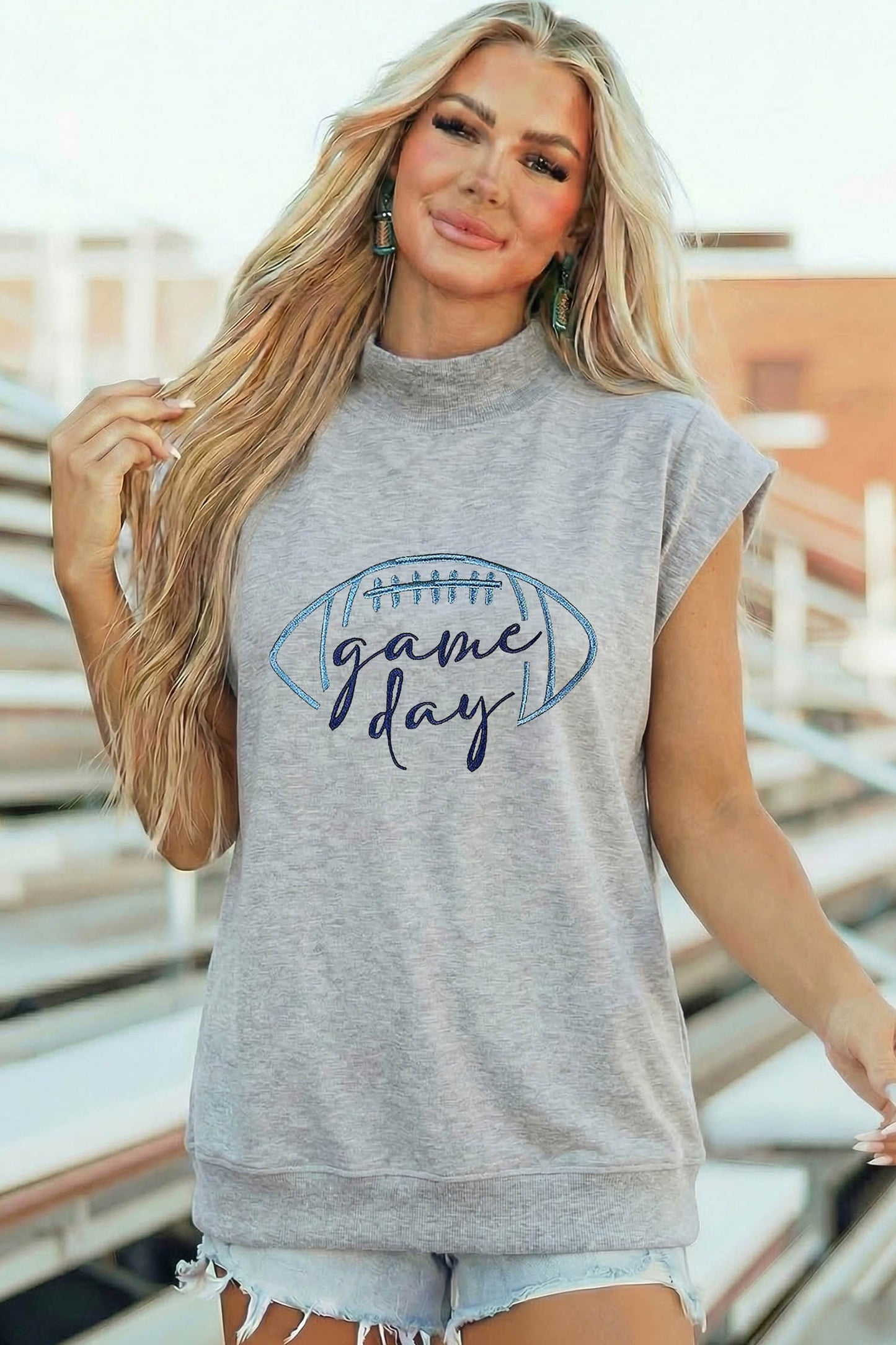 Game Day Cotton Graphic Tee Casual Football Fan Top